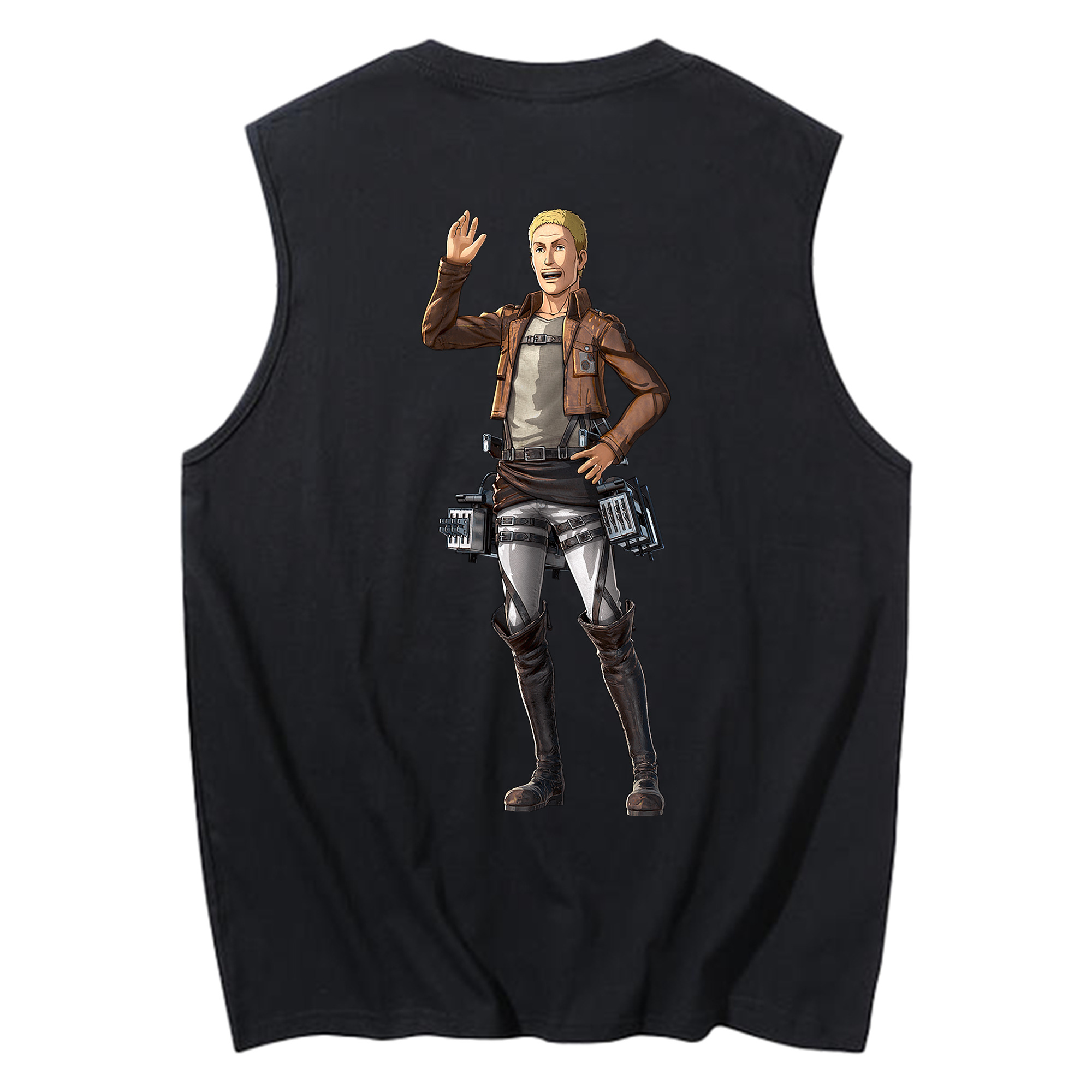 （画像用） 進撃の巨人 ハンネス Attack on Titan Hannes コットン100％タンクトップ（背面プリント）