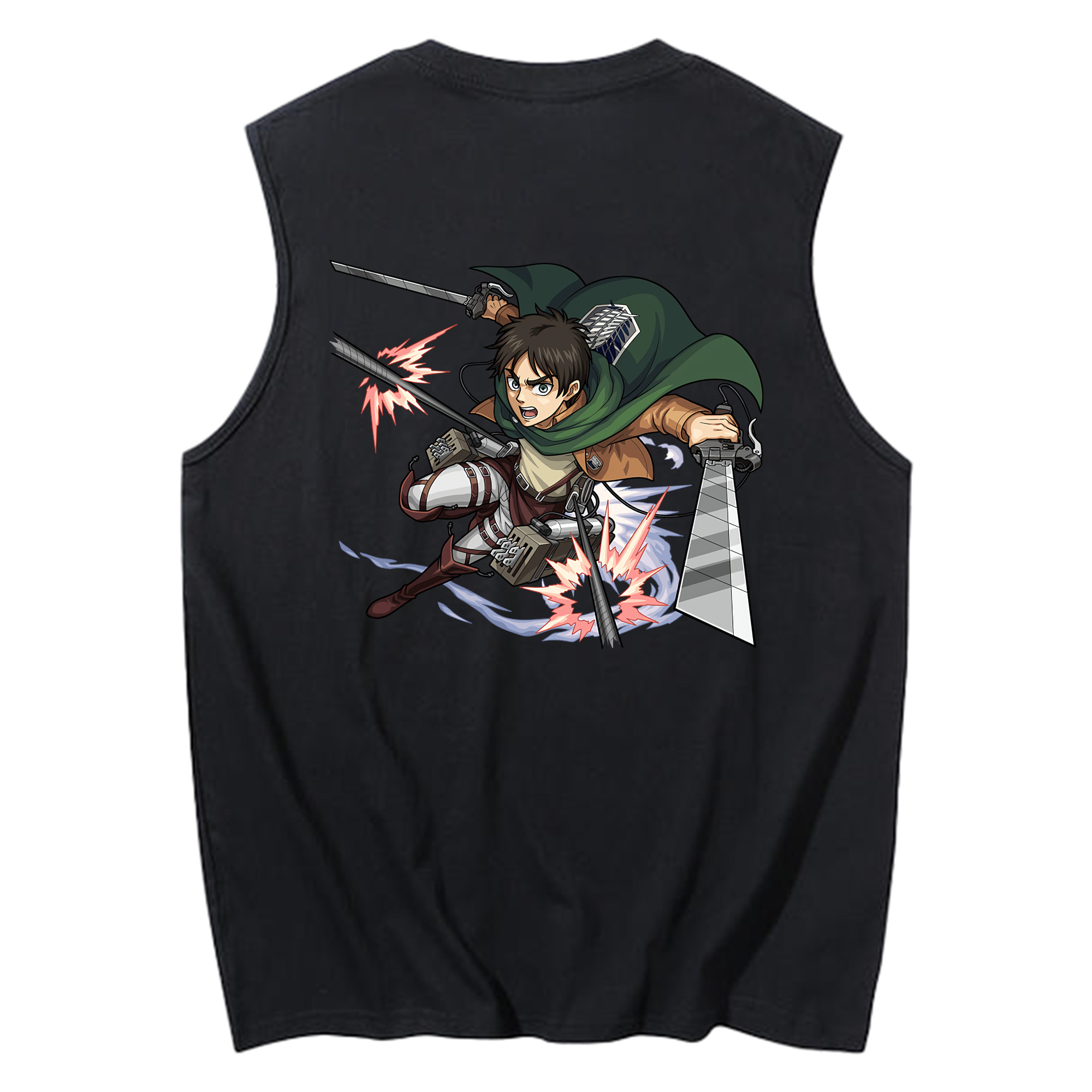 （画像用） 進撃の巨人 エレン･イェーガー Attack on Titan Eren Jäger コットン100％タンクトップ（背面プリント）