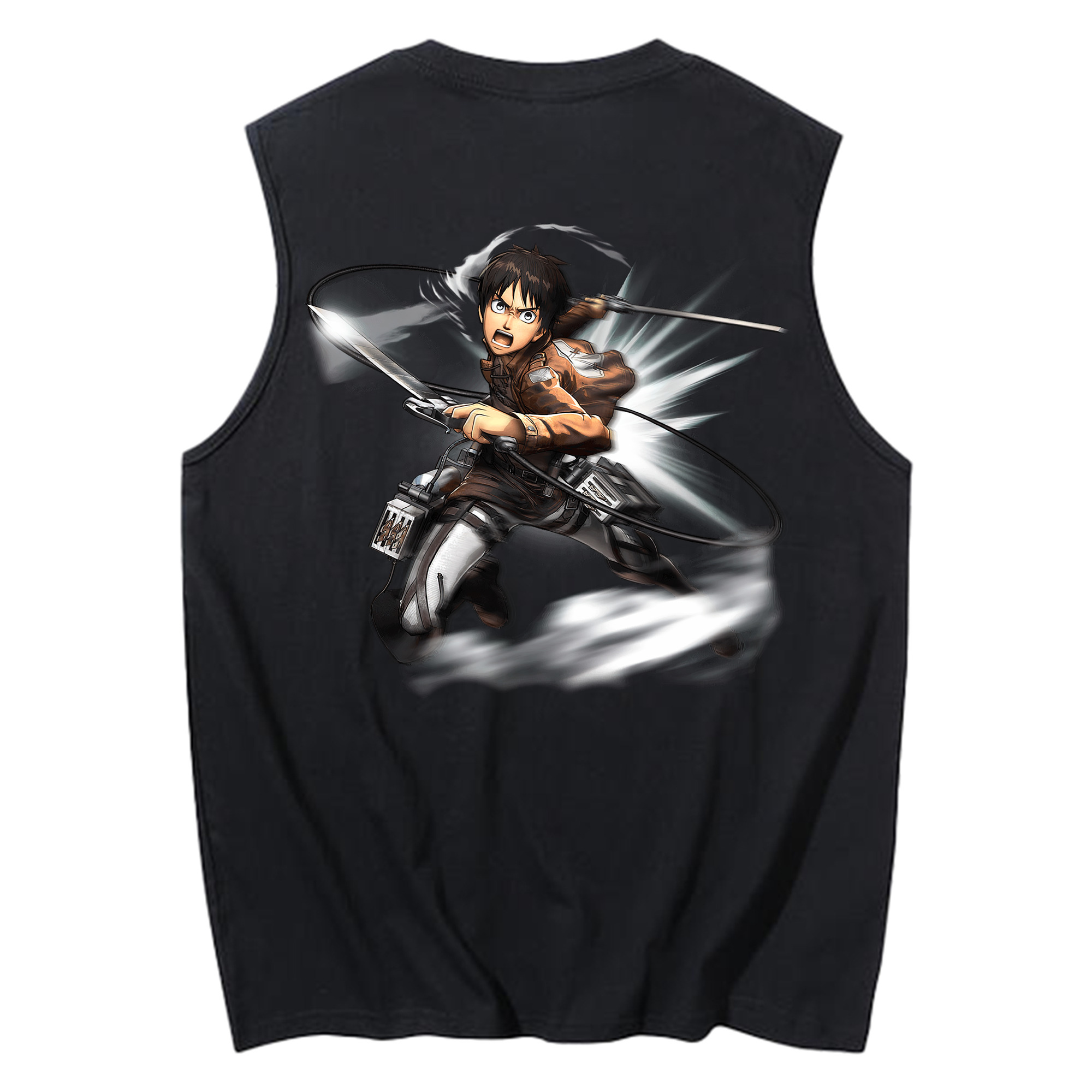 （画像用） 進撃の巨人 エレン･イェーガー Attack on Titan Eren Jäger コットン100％タンクトップ（背面プリント）