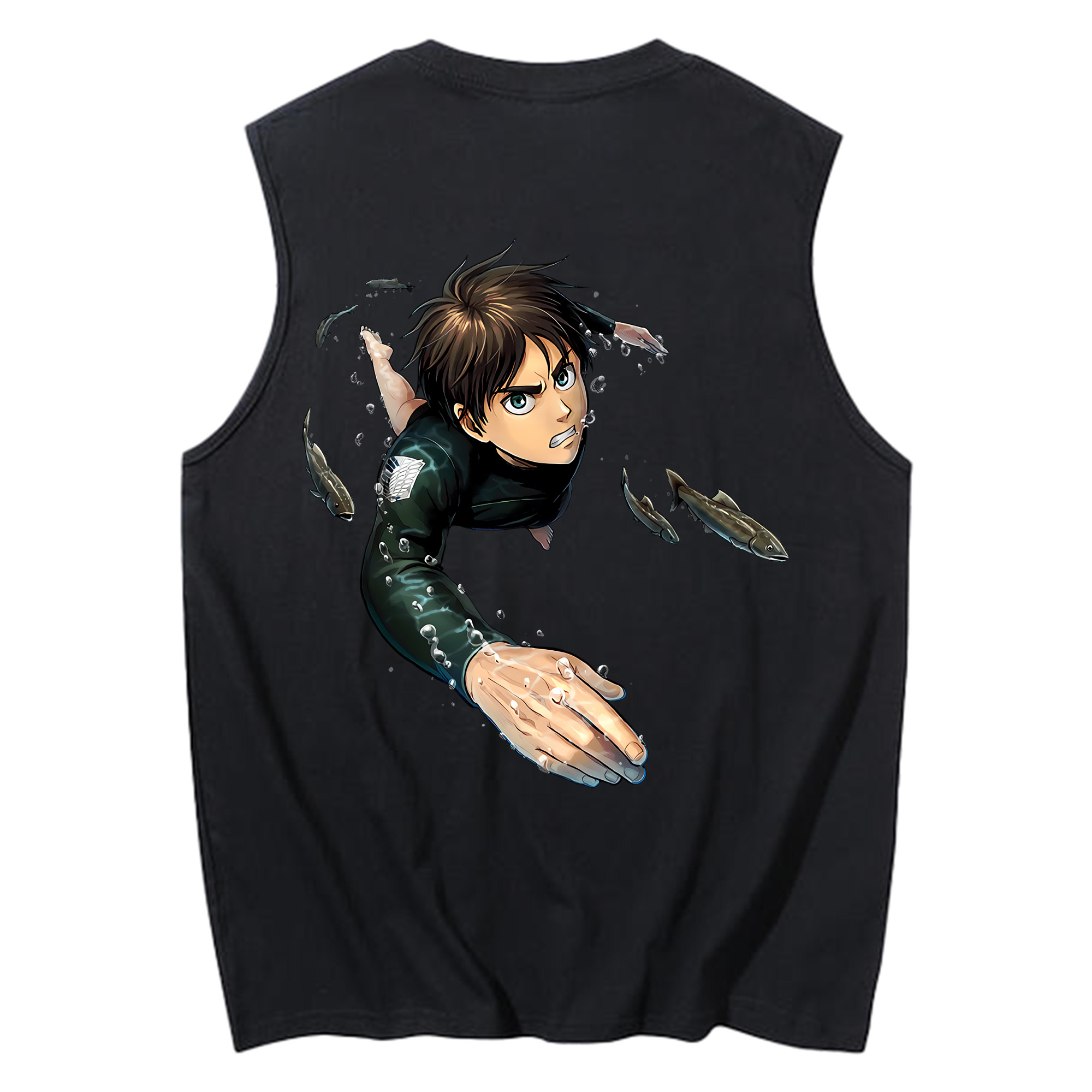 （画像用） 進撃の巨人 エレン･イェーガー Attack on Titan Eren Jäger コットン100％タンクトップ（背面プリント）