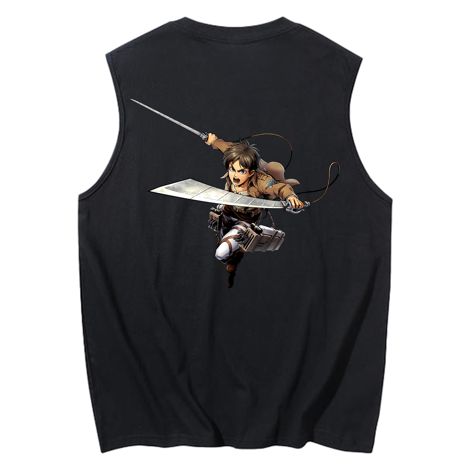 （画像用） 進撃の巨人 エレン･イェーガー Attack on Titan Eren Jäger コットン100％タンクトップ（背面プリント）