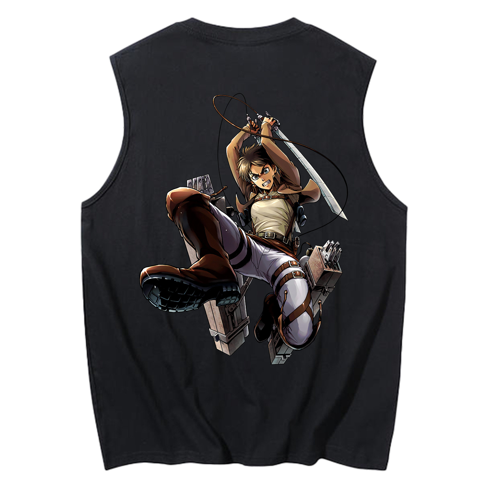 （画像用） 進撃の巨人 エレン･イェーガー Attack on Titan Eren Jäger コットン100％タンクトップ（背面プリント）