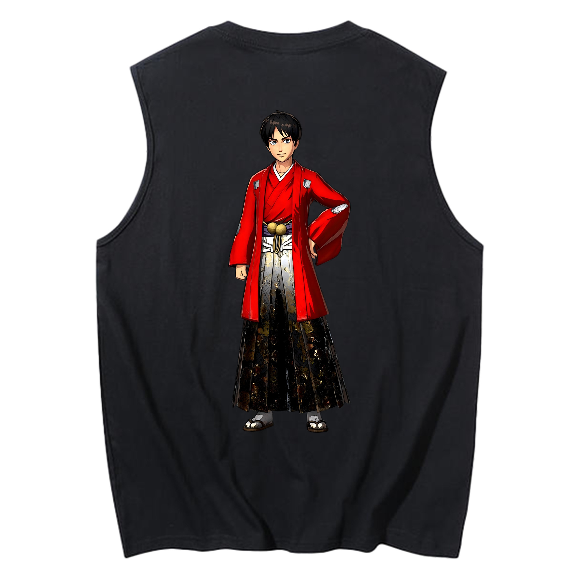 （画像用） 進撃の巨人 エレン･イェーガー Attack on Titan Eren Jäger コットン100％タンクトップ（背面プリント）