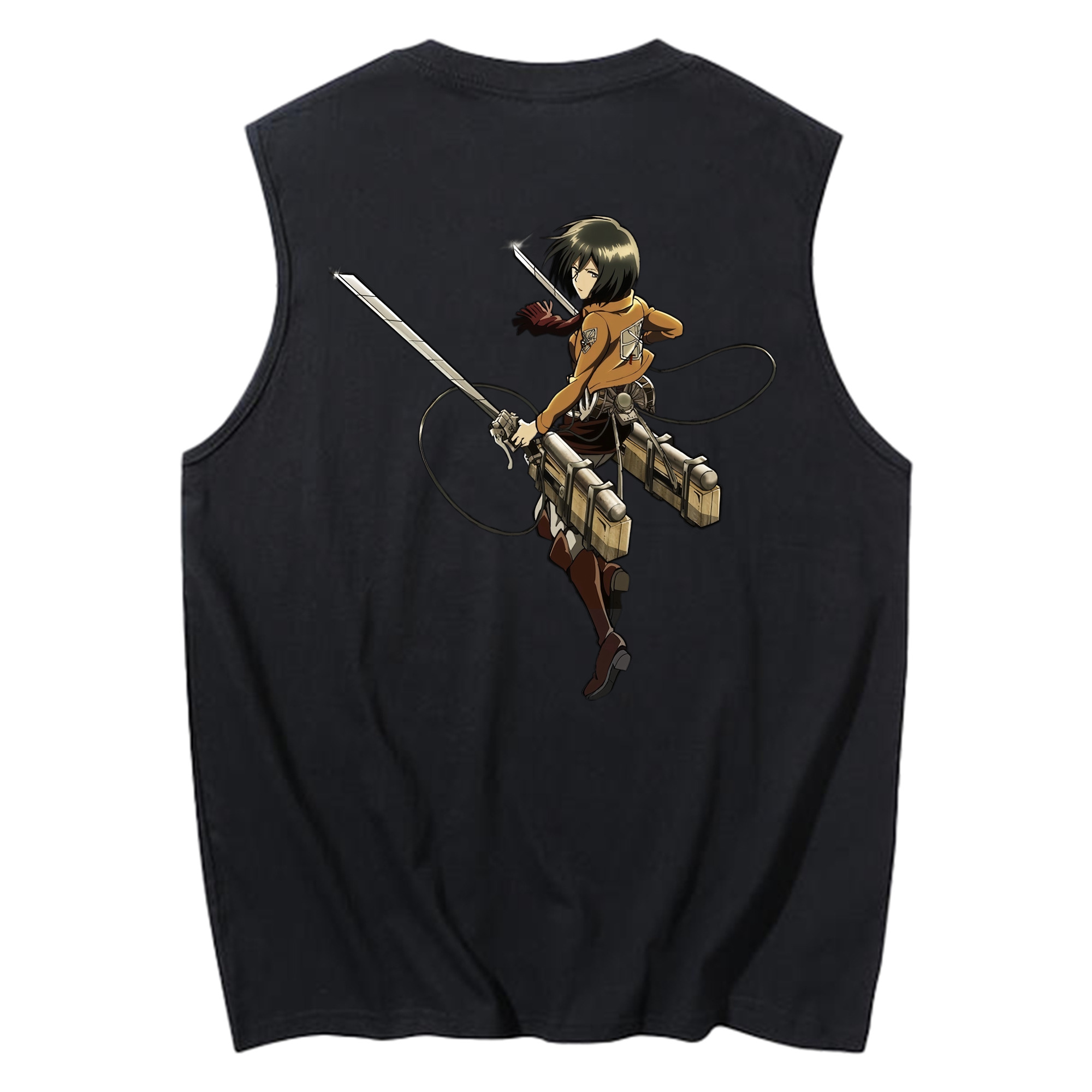 （画像用） 進撃の巨人 ミカサ·アッカーマン Attack on Titan Mikasa Ackerman コットン100％タンクトップ（背面プリント）