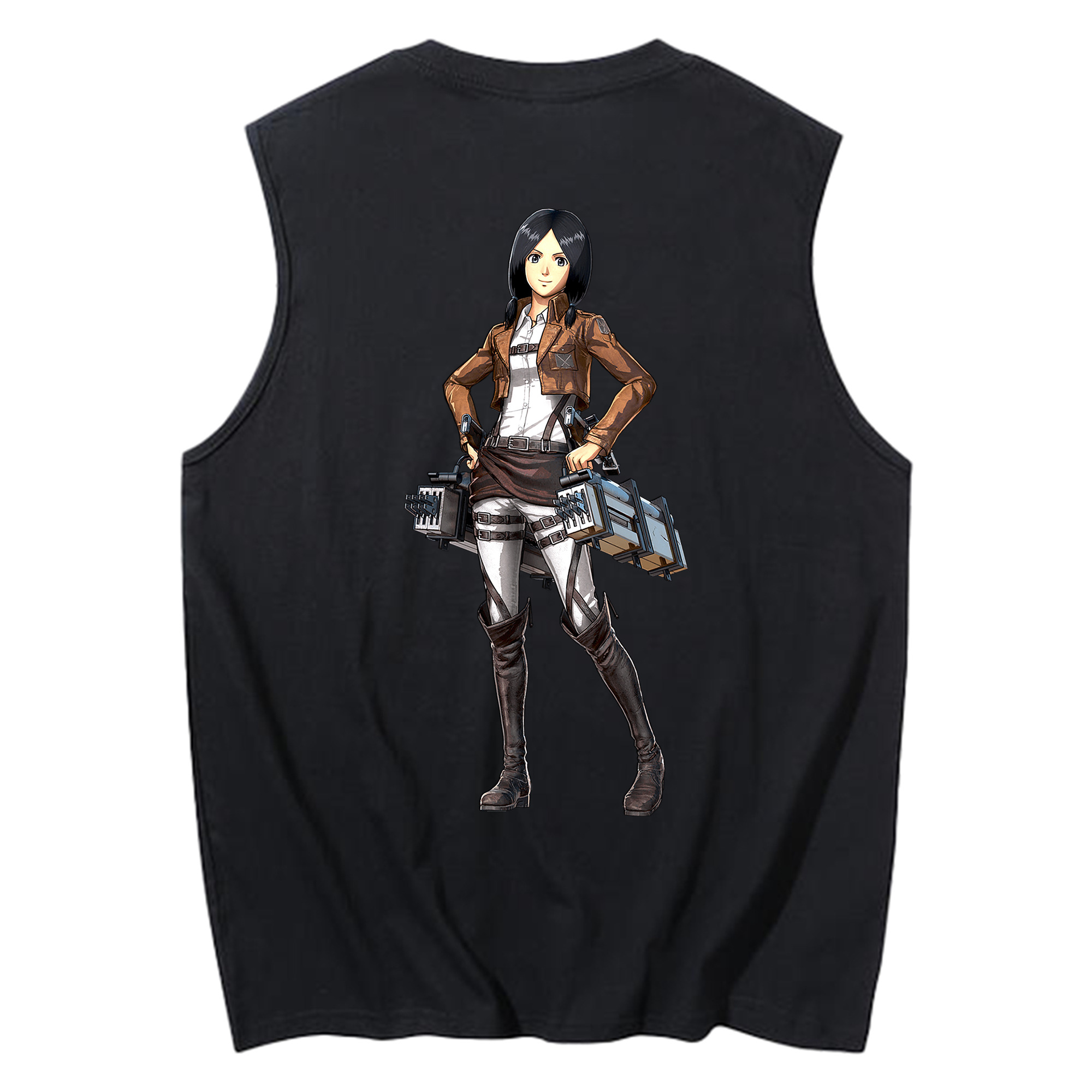 （画像用） 進撃の巨人 ミカサ·アッカーマン Attack on Titan Mikasa Ackerman コットン100％タンクトップ（背面プリント）