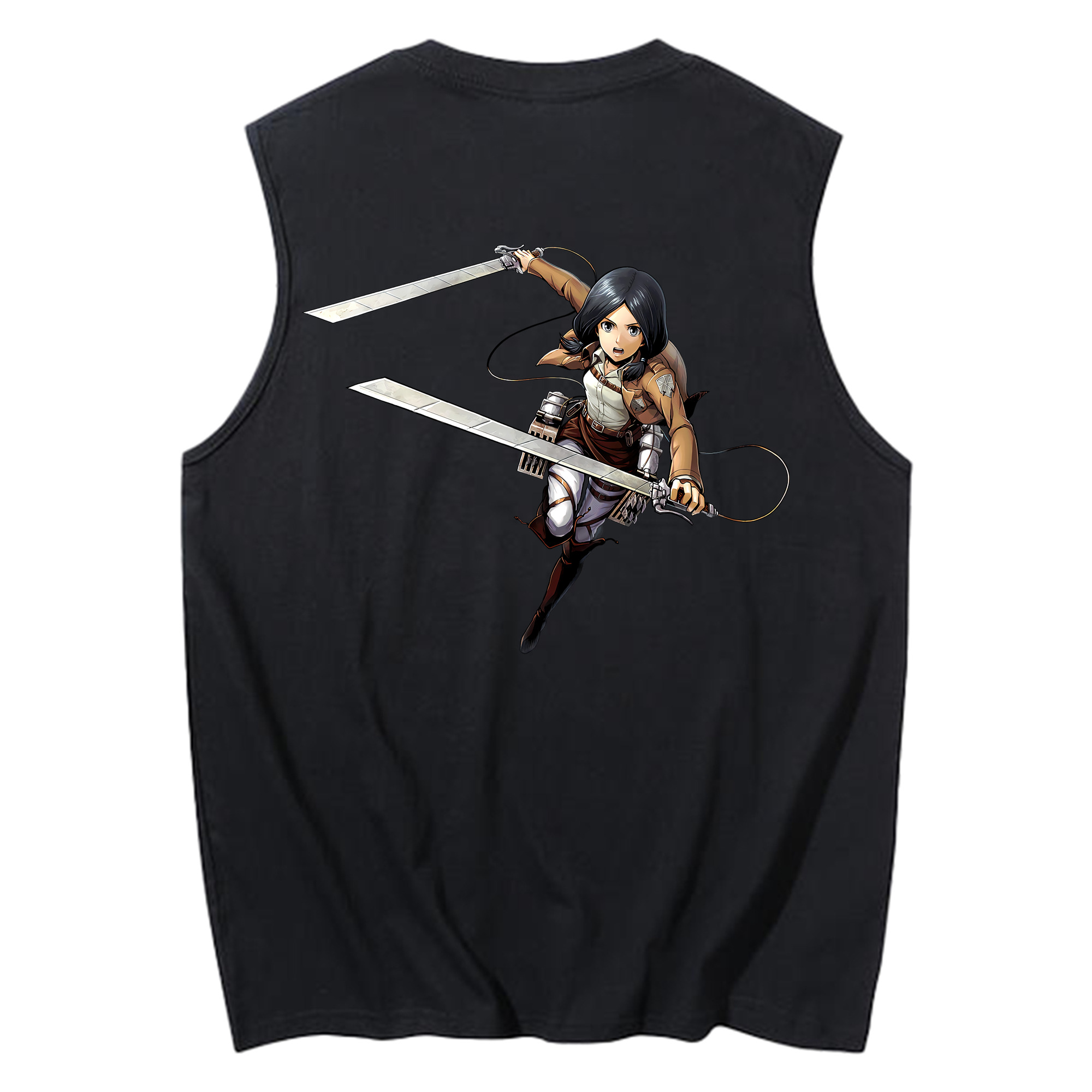（画像用） 進撃の巨人 ミカサ·アッカーマン Attack on Titan Mikasa Ackerman コットン100％タンクトップ（背面プリント）
