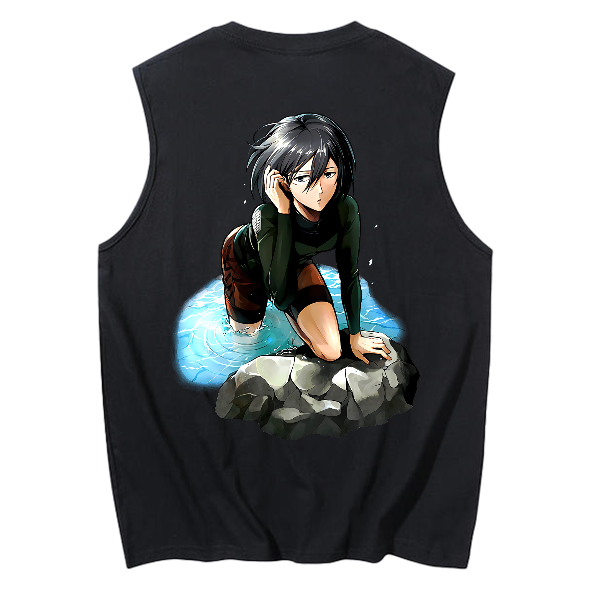 （画像用） 進撃の巨人 ミカサ·アッカーマン Attack on Titan Mikasa Ackerman コットン100％タンクトップ（背面プリント）