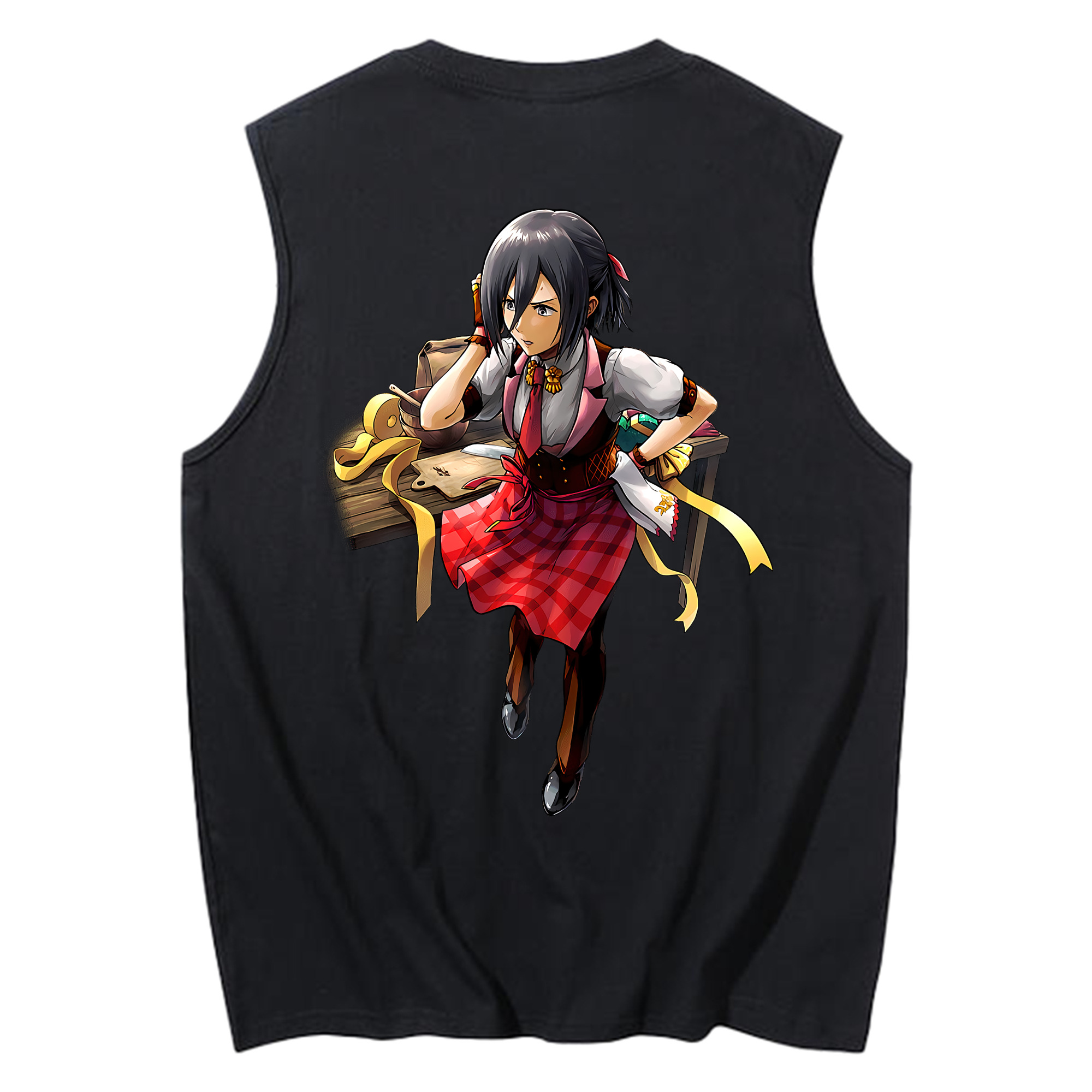 （画像用） 進撃の巨人 ミカサ·アッカーマン Attack on Titan Mikasa Ackerman コットン100％タンクトップ（背面プリント）