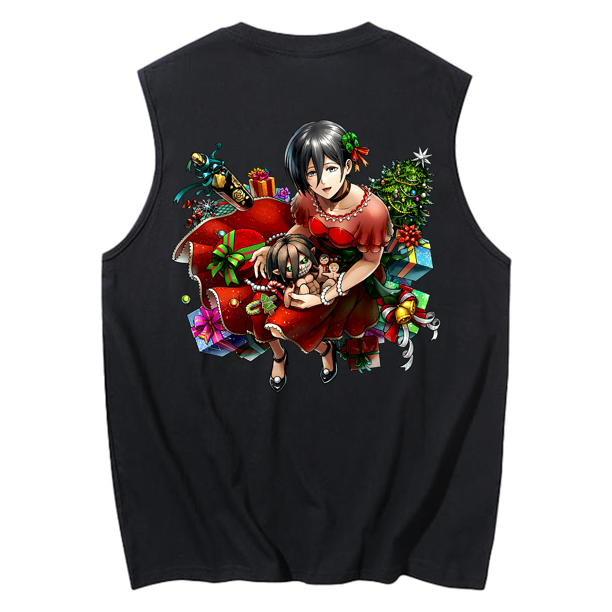 （画像用） 進撃の巨人 ミカサ·アッカーマン Attack on Titan Mikasa Ackerman コットン100％タンクトップ（背面プリント）