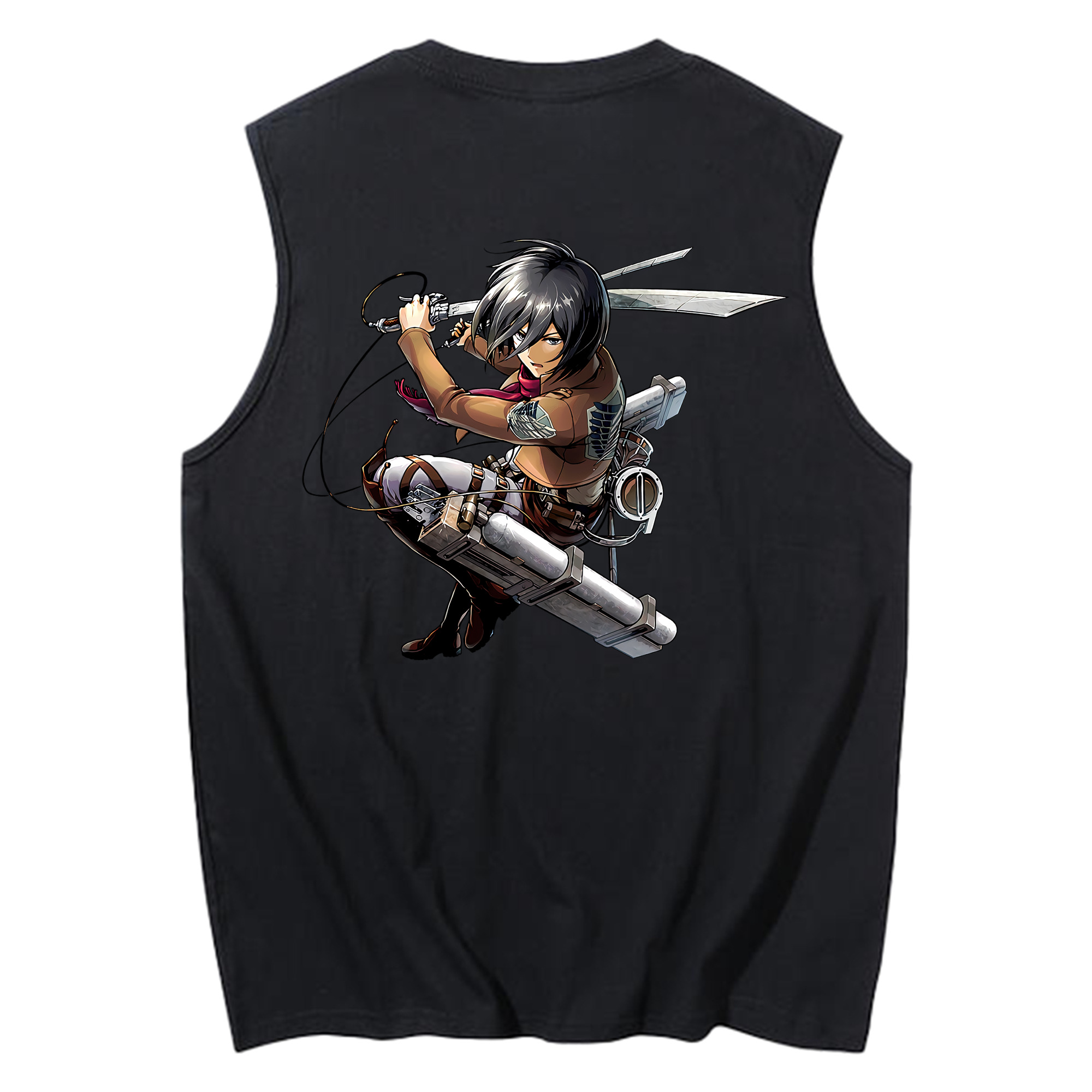（画像用） 進撃の巨人 ミカサ·アッカーマン Attack on Titan Mikasa Ackerman コットン100％タンクトップ（背面プリント）