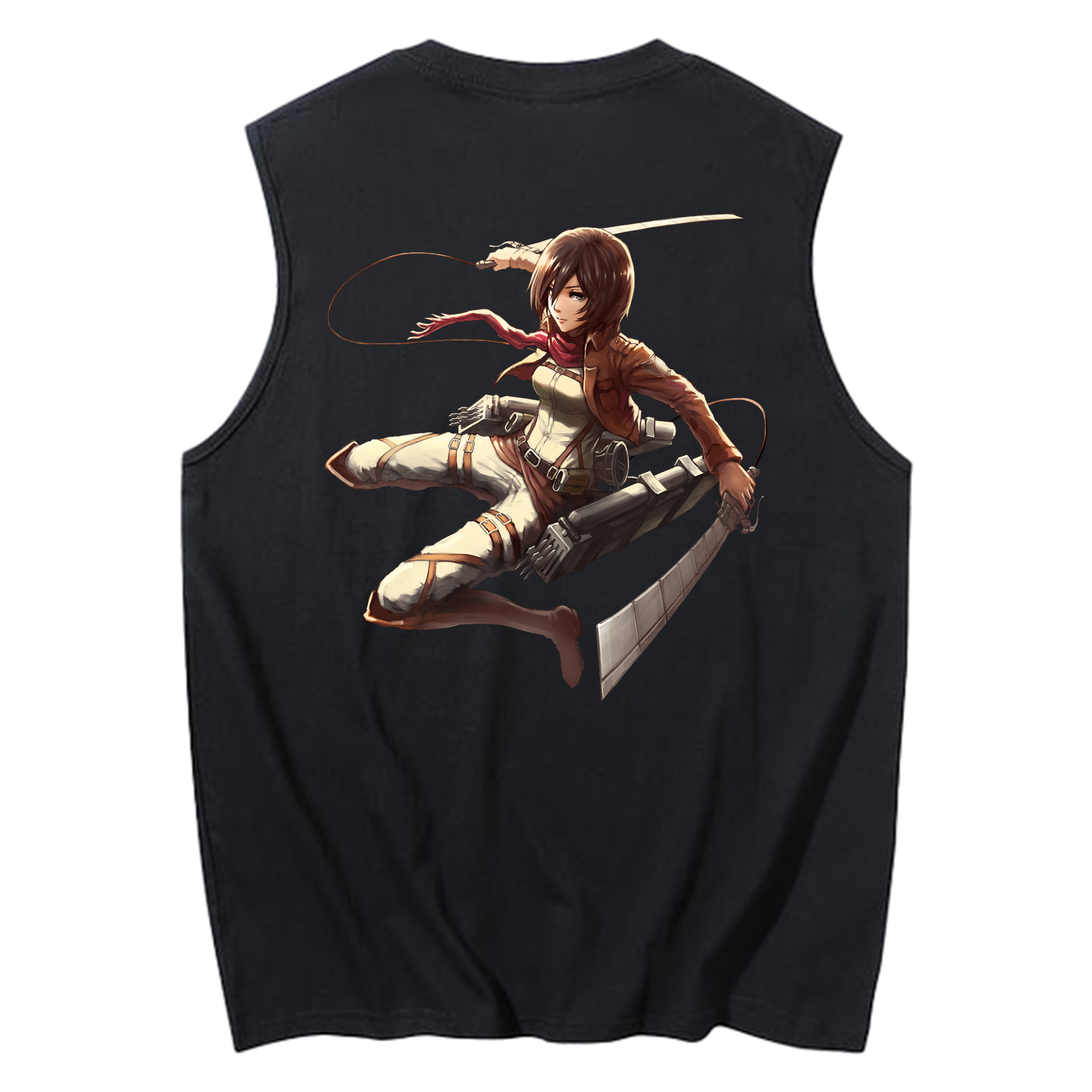 （画像用） 進撃の巨人 ミカサ·アッカーマン Attack on Titan Mikasa Ackerman コットン100％タンクトップ（背面プリント）