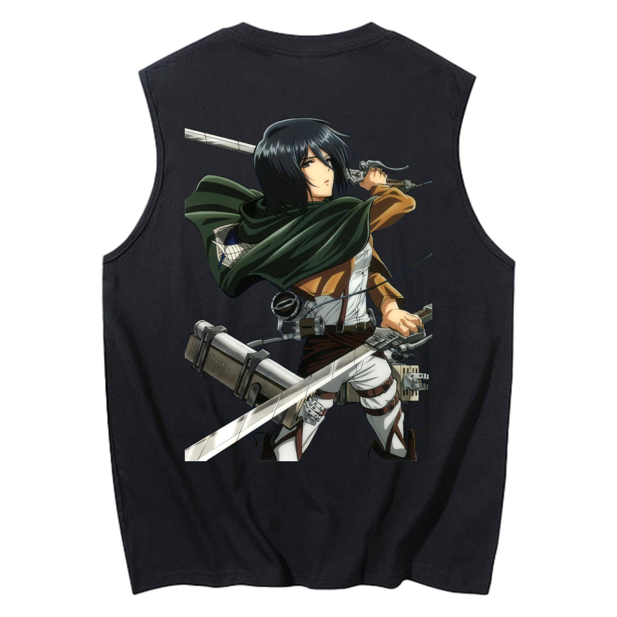 （画像用） 進撃の巨人 ミカサ·アッカーマン Attack on Titan Mikasa Ackerman コットン100％タンクトップ（背面プリント）