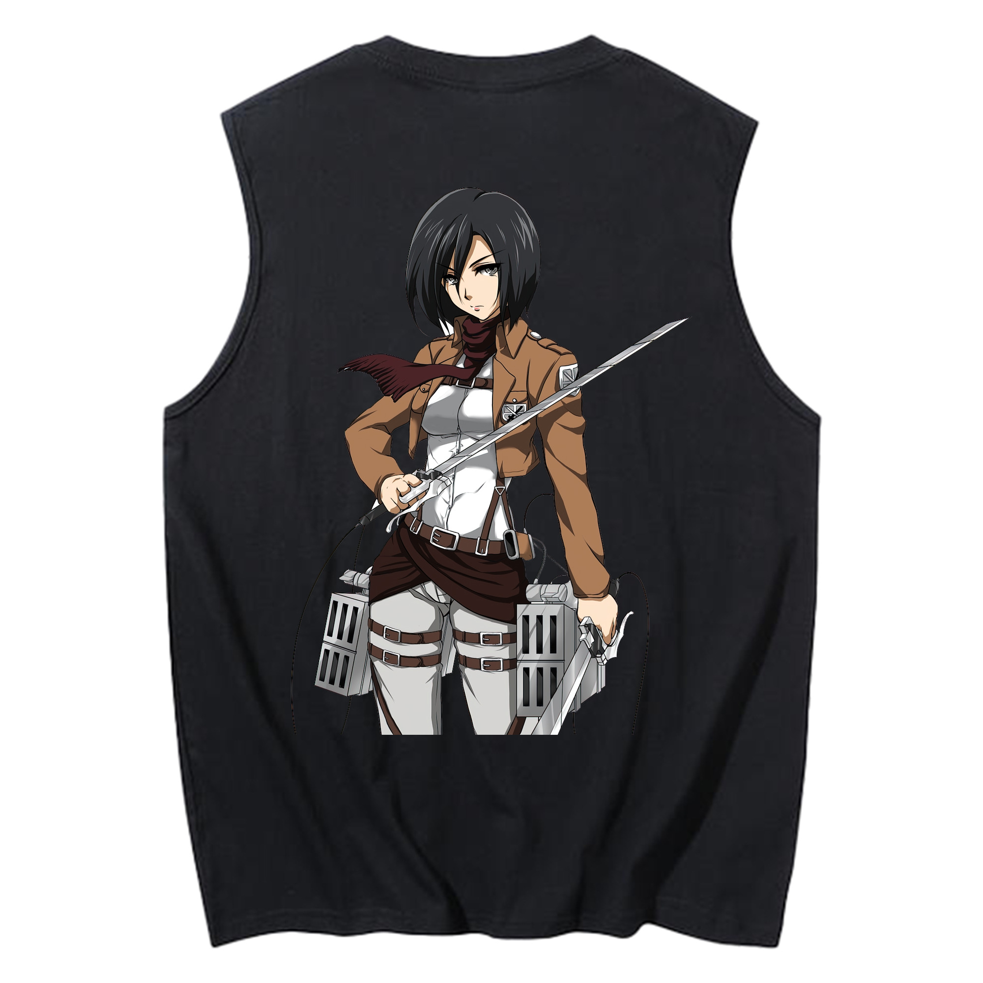 （画像用） 進撃の巨人 ミカサ·アッカーマン Attack on Titan Mikasa Ackerman コットン100％タンクトップ（背面プリント）