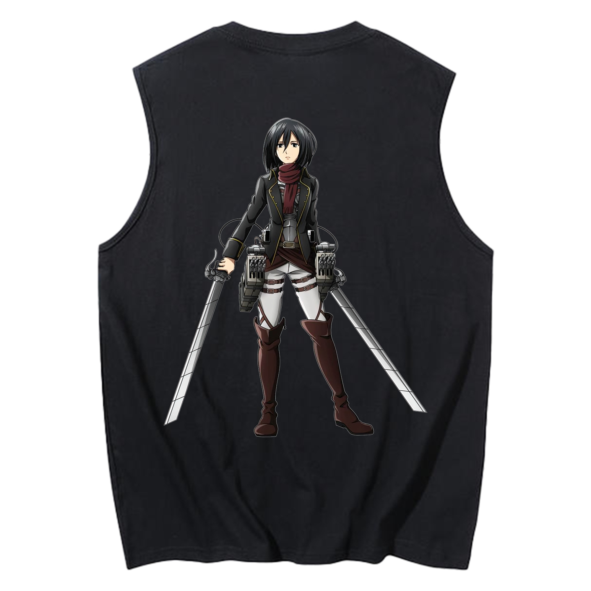 （画像用） 進撃の巨人 ミカサ·アッカーマン Attack on Titan Mikasa Ackerman コットン100％タンクトップ（背面プリント）