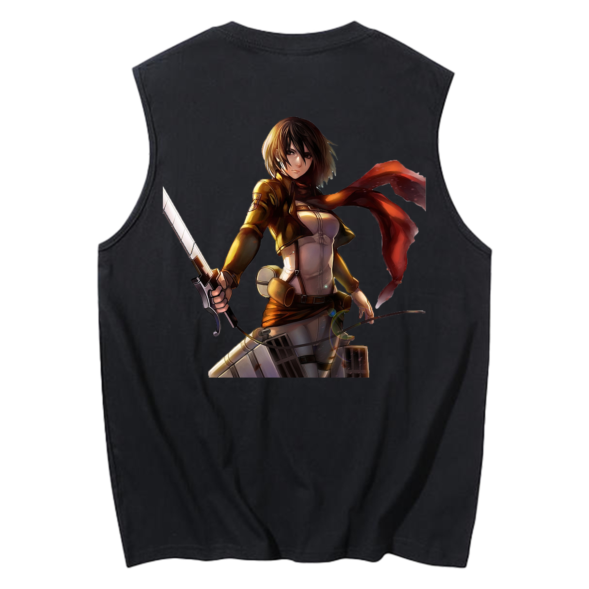 （画像用） 進撃の巨人 ミカサ·アッカーマン Attack on Titan Mikasa Ackerman コットン100％タンクトップ（背面プリント）