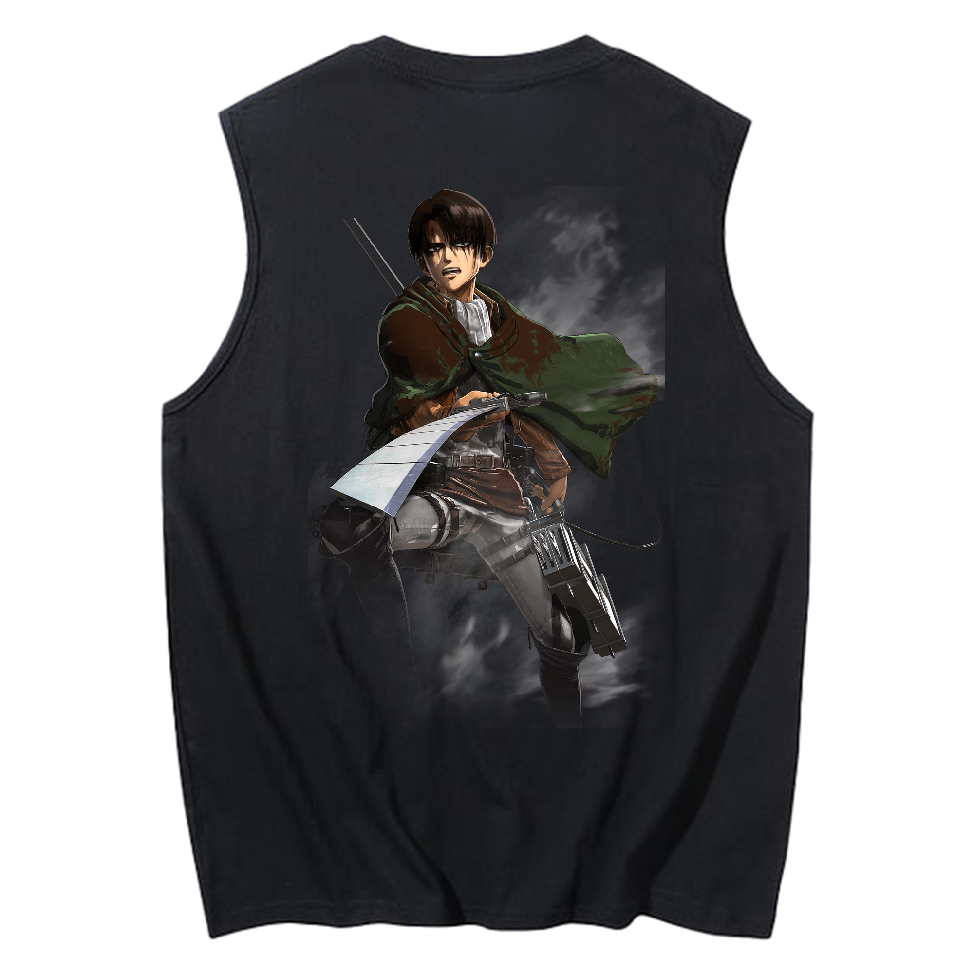 （画像用） 進撃の巨人 リヴァイ·アッカーマン Attack on Titan Levi Ackerman コットン100％タンクトップ（背面プリント）