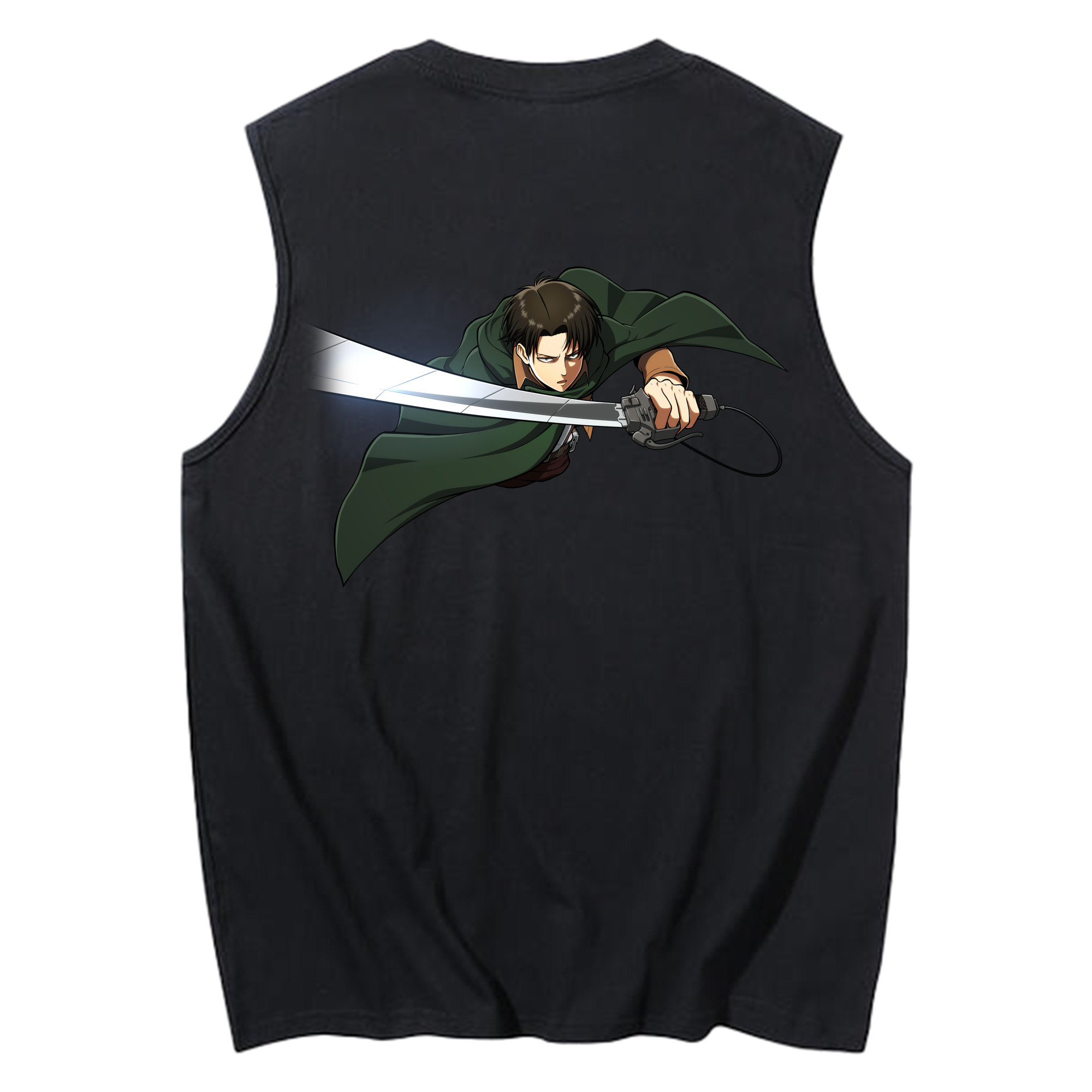 （画像用） 進撃の巨人 リヴァイ·アッカーマン Attack on Titan Levi Ackerman コットン100％タンクトップ（背面プリント）