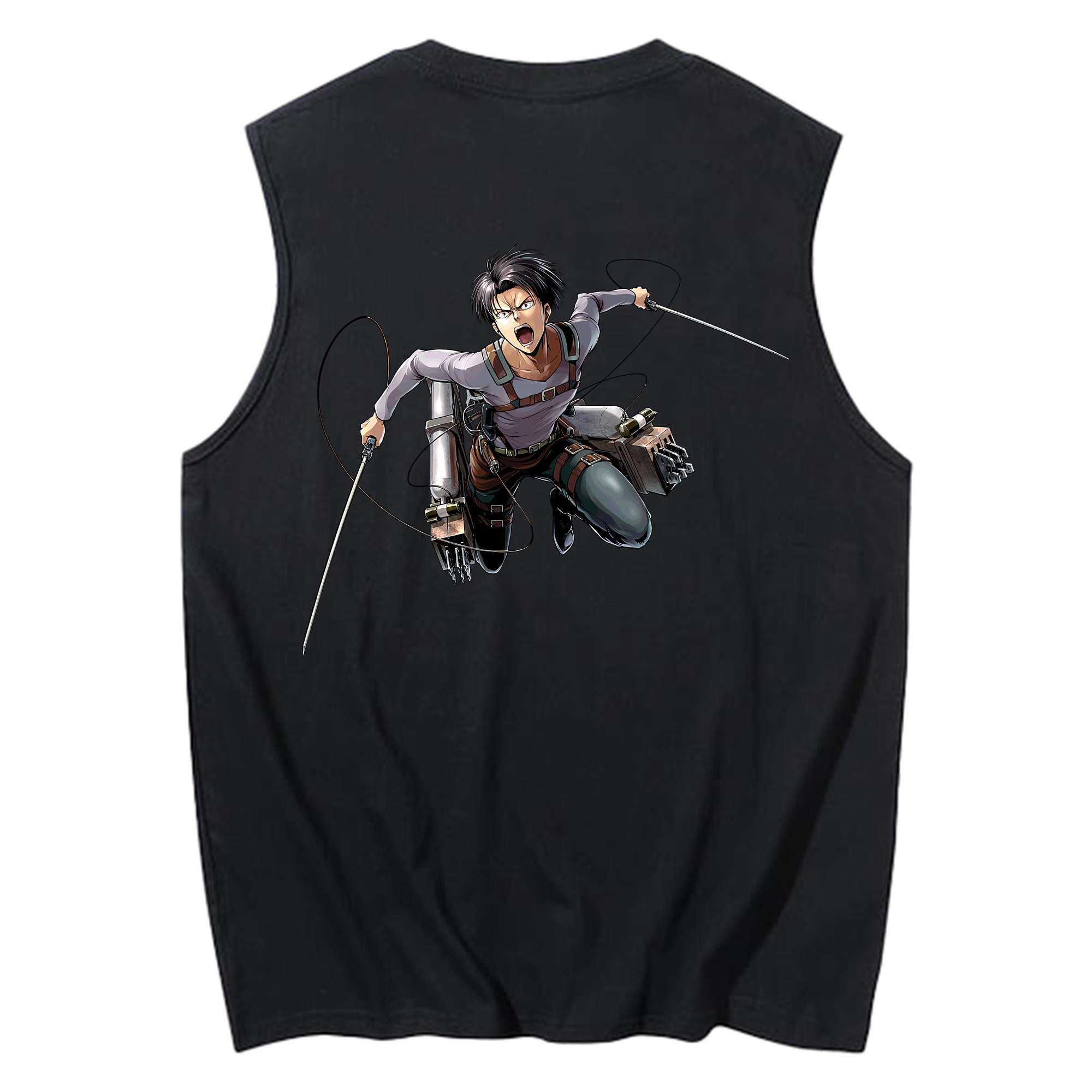 （画像用） 進撃の巨人 リヴァイ·アッカーマン Attack on Titan Levi Ackerman コットン100％タンクトップ（背面プリント）