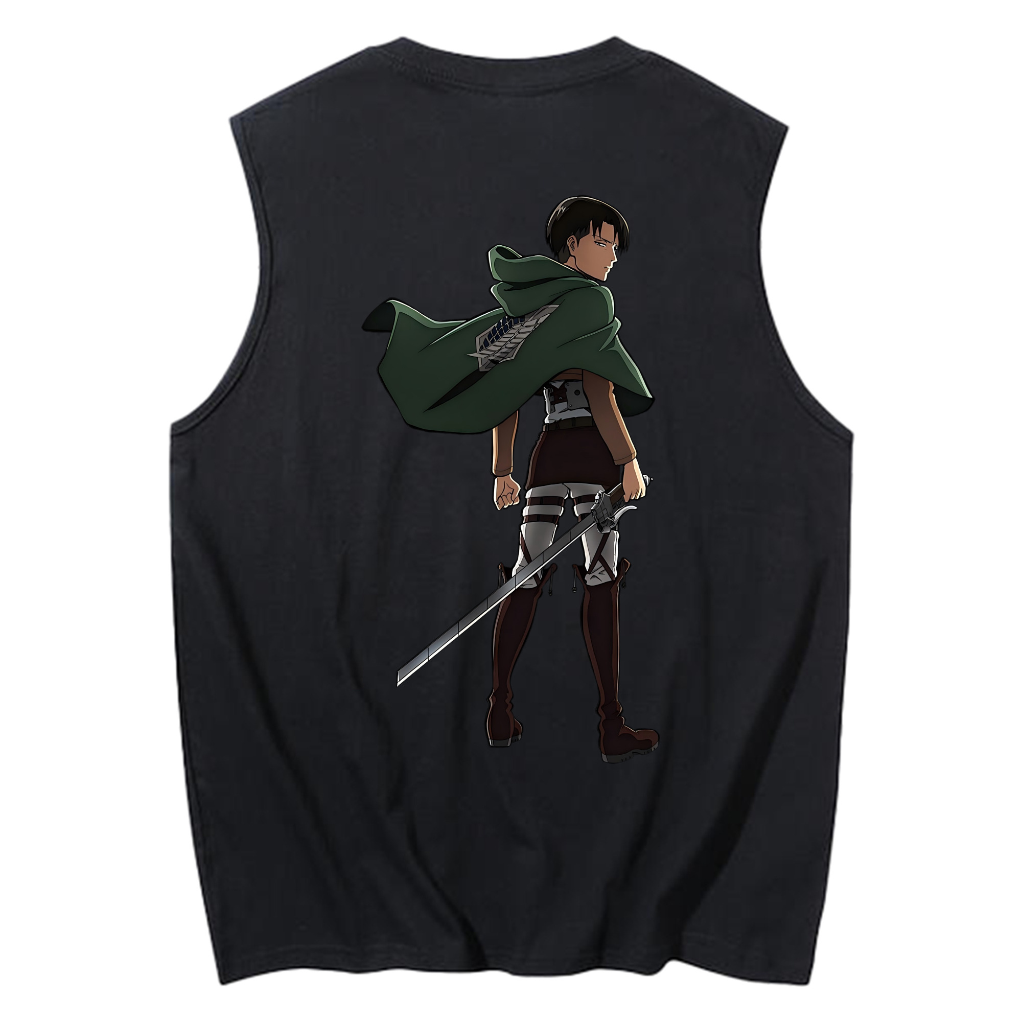 （画像用） 進撃の巨人 リヴァイ·アッカーマン Attack on Titan Levi Ackerman コットン100％タンクトップ（背面プリント）