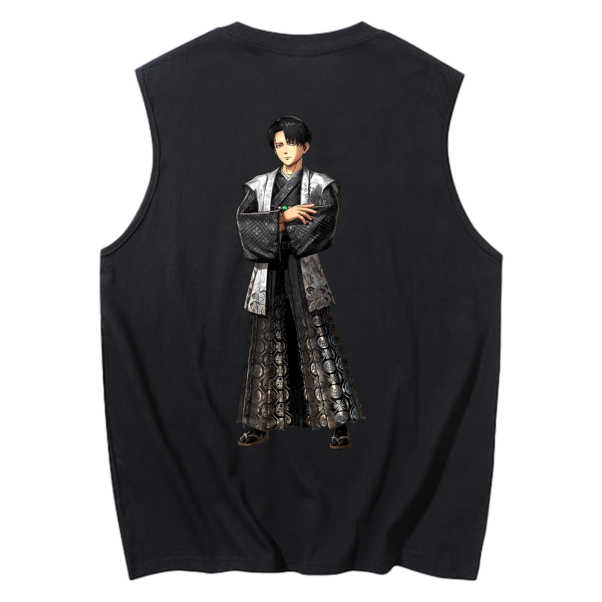 （画像用） 進撃の巨人 リヴァイ·アッカーマン Attack on Titan Levi Ackerman コットン100％タンクトップ（背面プリント）