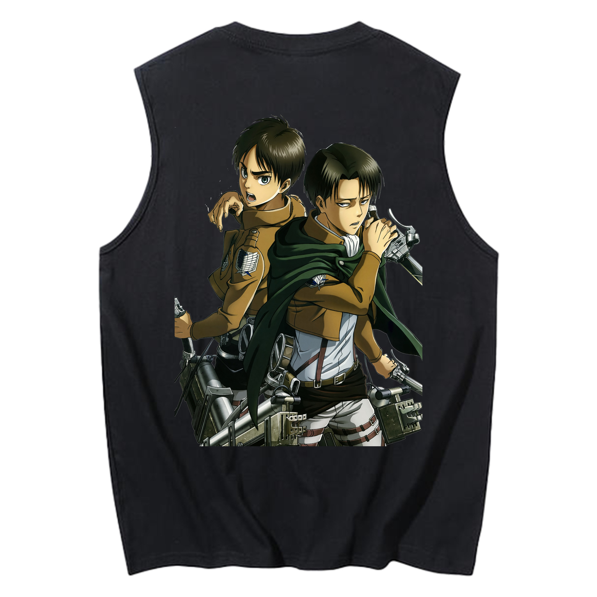 （画像用） 進撃の巨人 リヴァイ·アッカーマン Attack on Titan Levi Ackerman コットン100％タンクトップ（背面プリント）