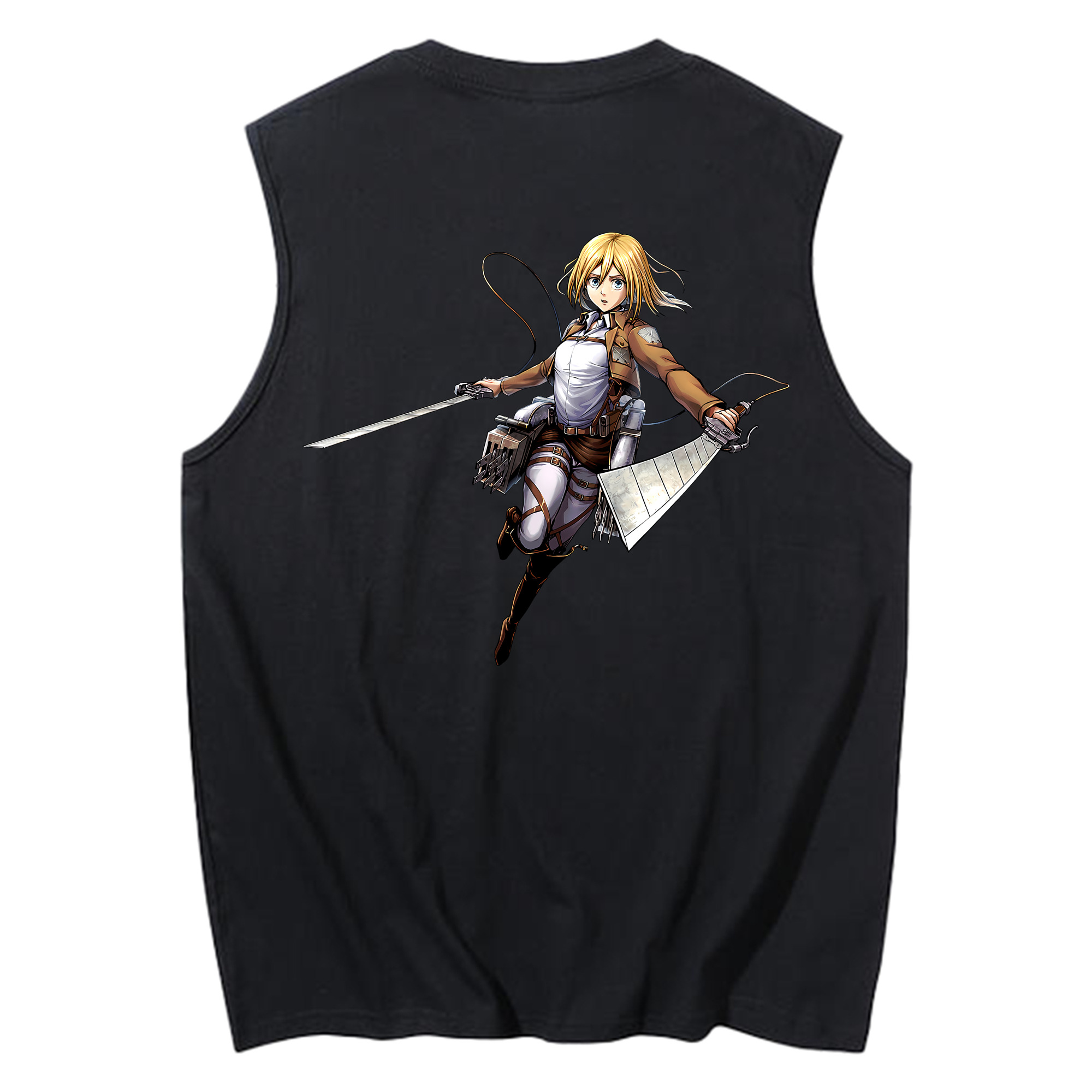 （画像用） 進撃の巨人 クリスタ·レンズ Attack on Titan Christa Lenz コットン100％タンクトップ（背面プリント）