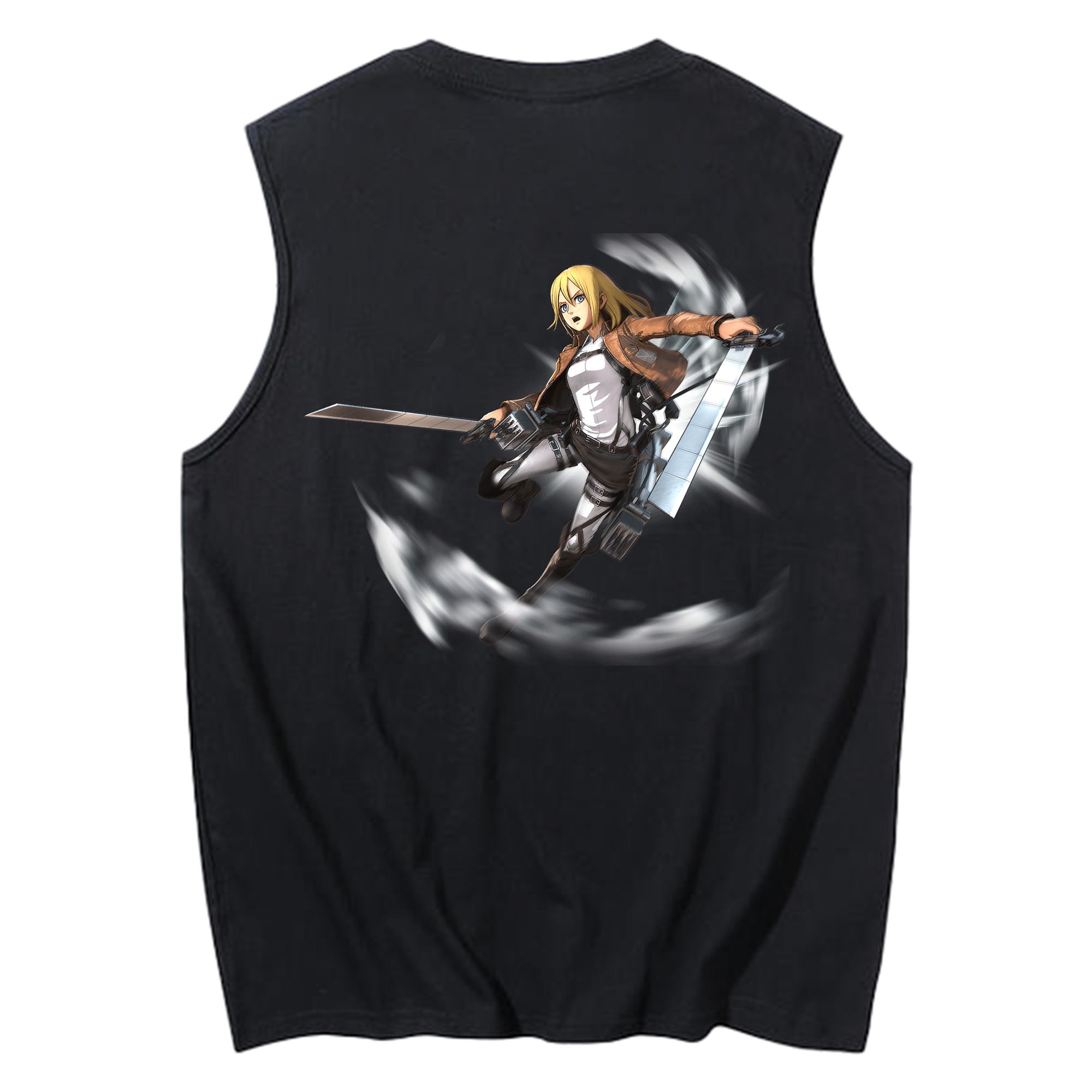 （画像用） 進撃の巨人 クリスタ·レンズ Attack on Titan Christa Lenz コットン100％タンクトップ（背面プリント）