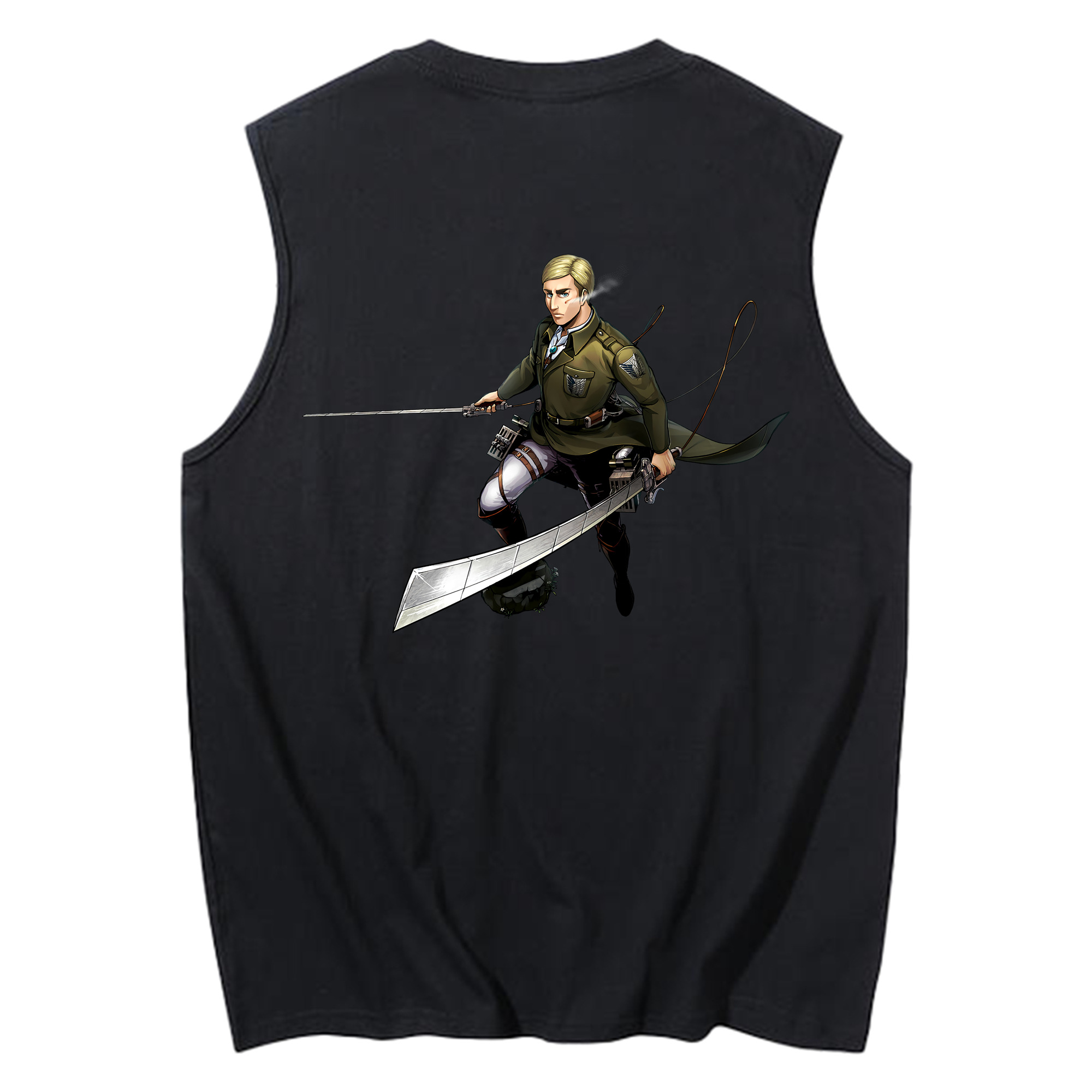 （画像用） 進撃の巨人 エルヴィン・スミス Attack on Titan Erwin Smith コットン100％タンクトップ（背面プリント）