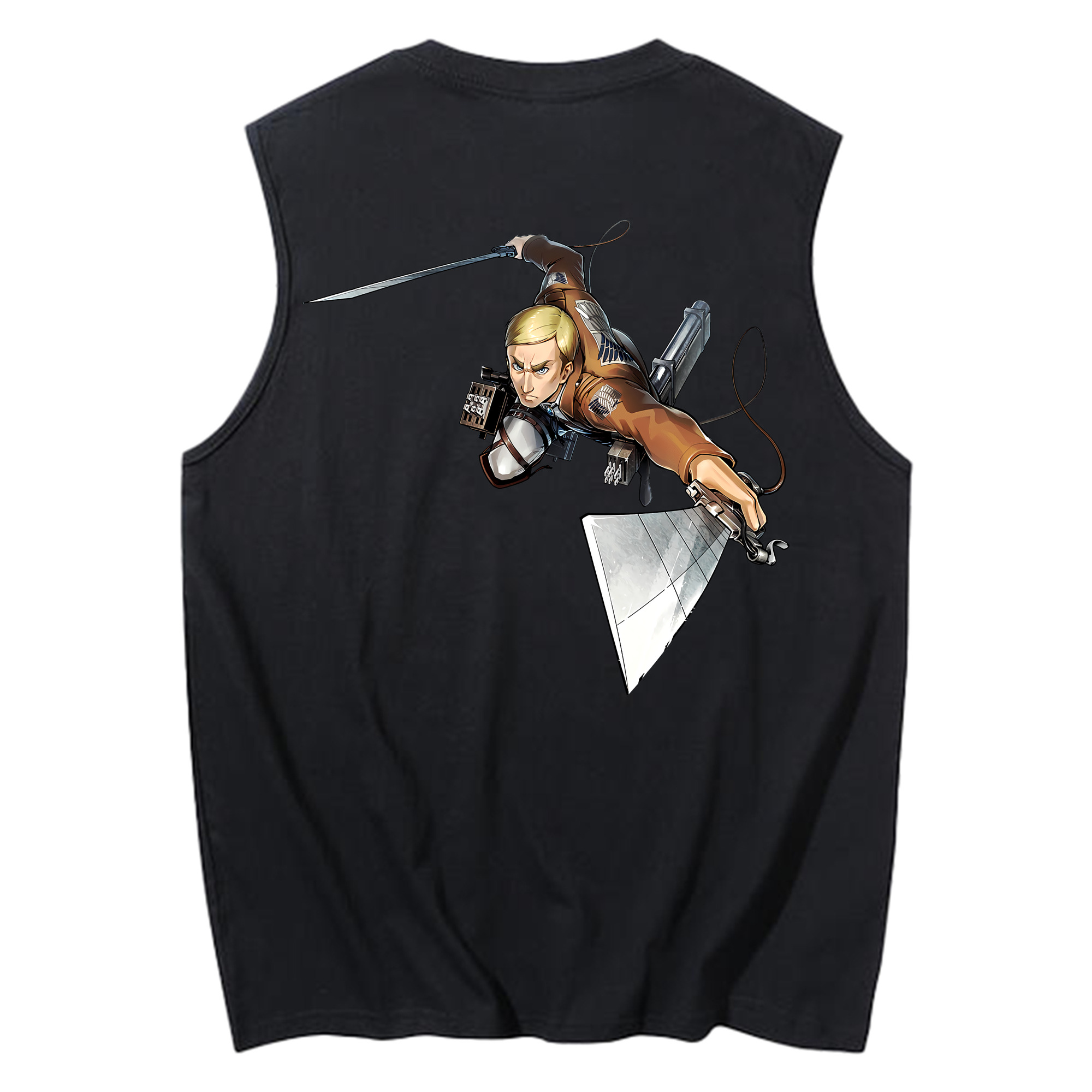 （画像用） 進撃の巨人 エルヴィン・スミス Attack on Titan Erwin Smith コットン100％タンクトップ（背面プリント）