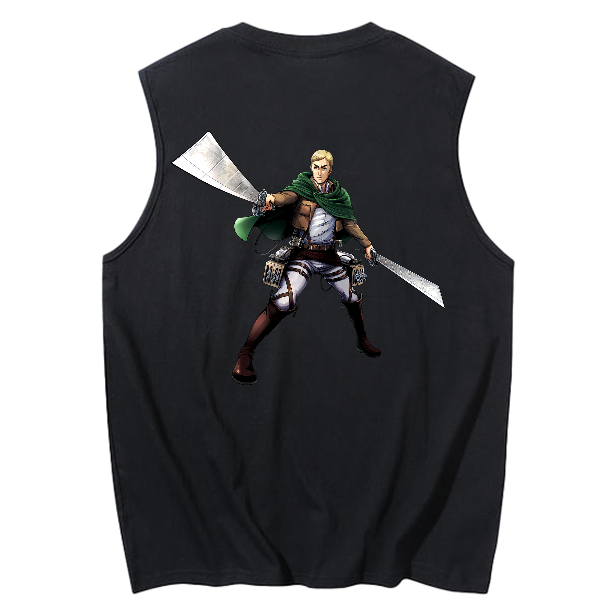 （画像用） 進撃の巨人 エルヴィン・スミス Attack on Titan Erwin Smith コットン100％タンクトップ（背面プリント）