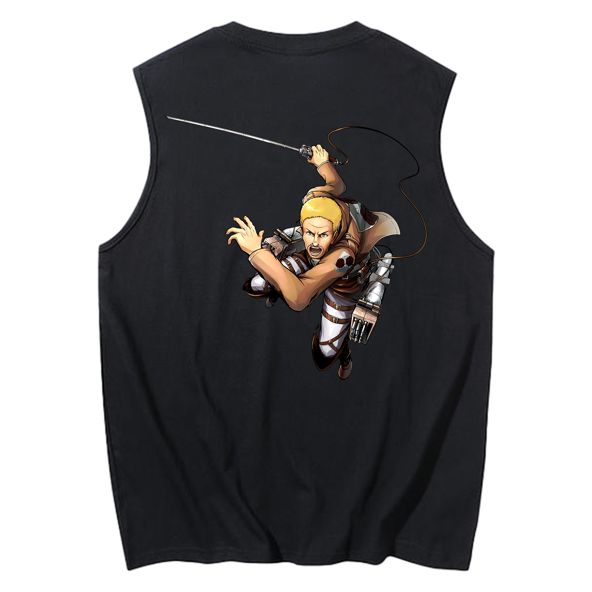 （画像用） 進撃の巨人 ハンネス Attack on Titan Hannes コットン100％タンクトップ（背面プリント）