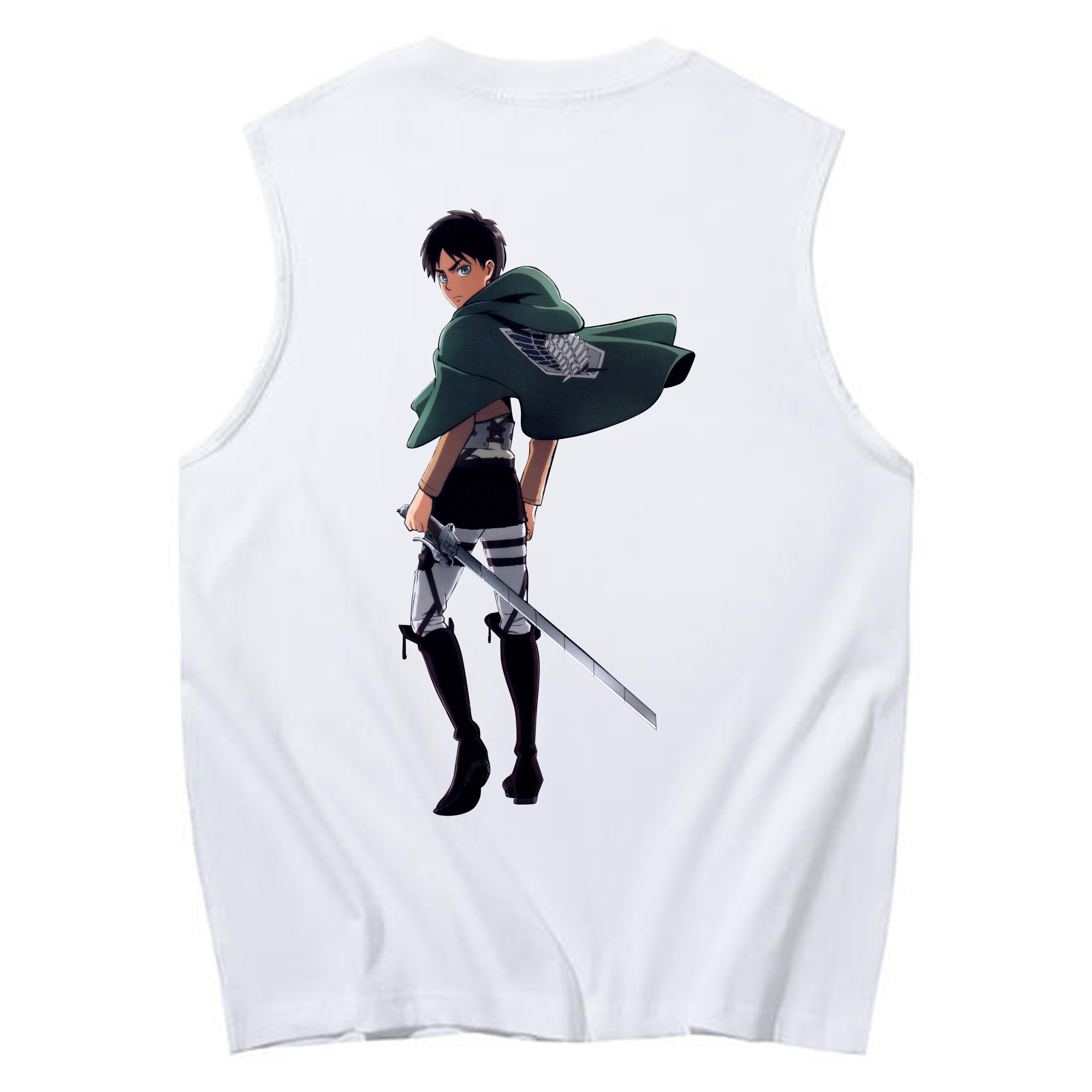 （画像用） 進撃の巨人 エレン･イェーガー Attack on Titan Eren Jäger コットン100％タンクトップ（背面プリント）