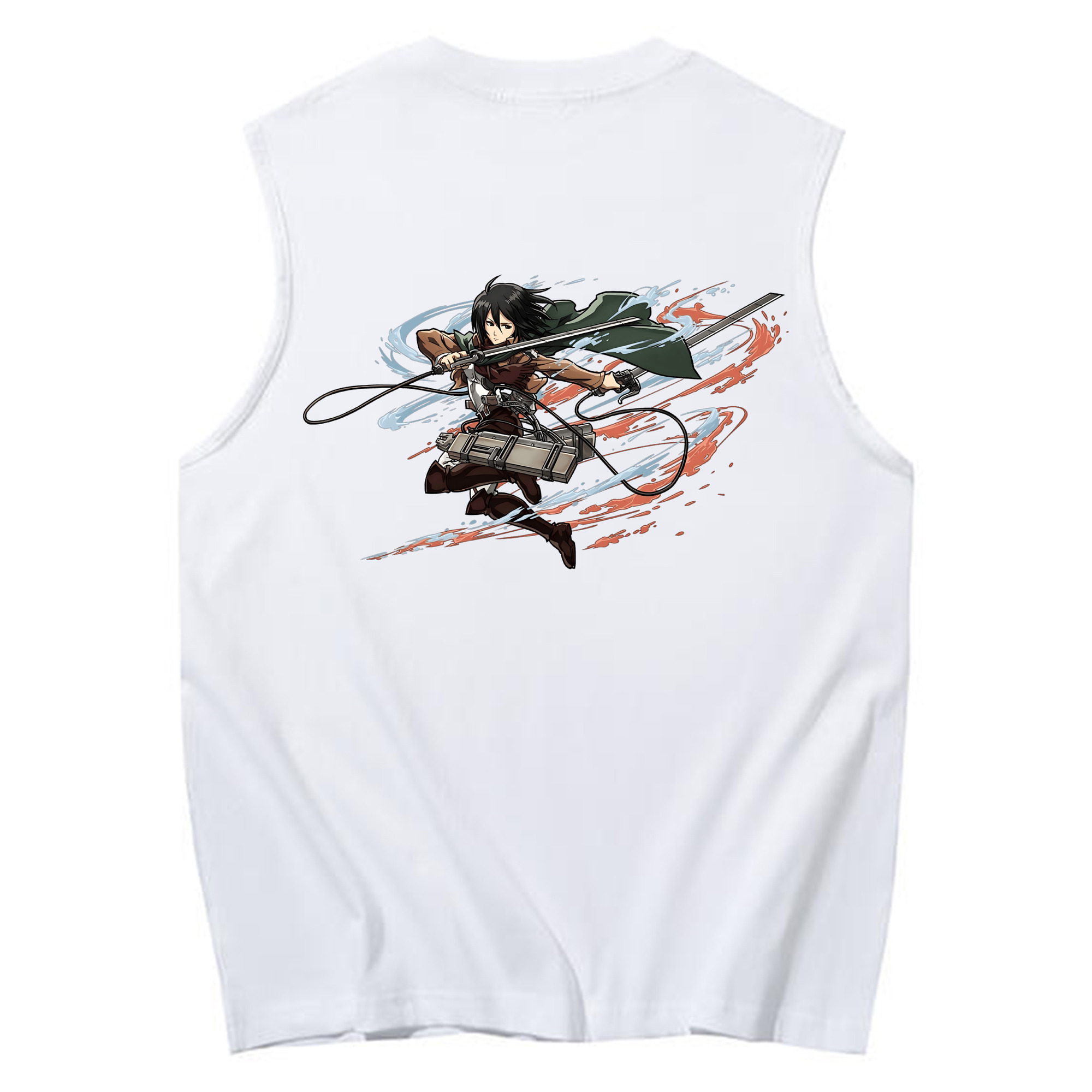 （画像用） 進撃の巨人 ミカサ·アッカーマン Attack on Titan Mikasa Ackerman コットン100％タンクトップ（背面プリント）