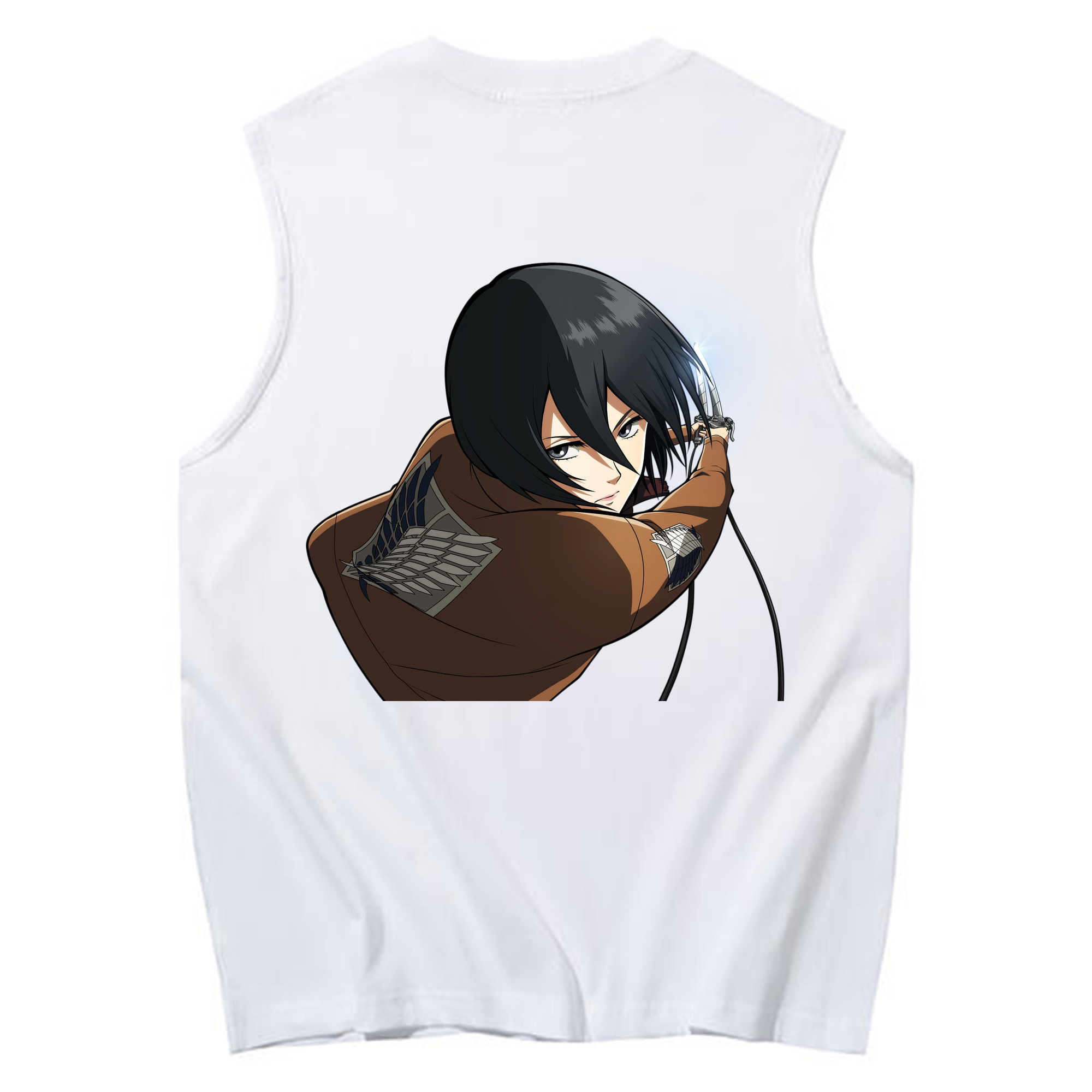 （画像用） 進撃の巨人 ミカサ·アッカーマン Attack on Titan Mikasa Ackerman コットン100％タンクトップ（背面プリント）