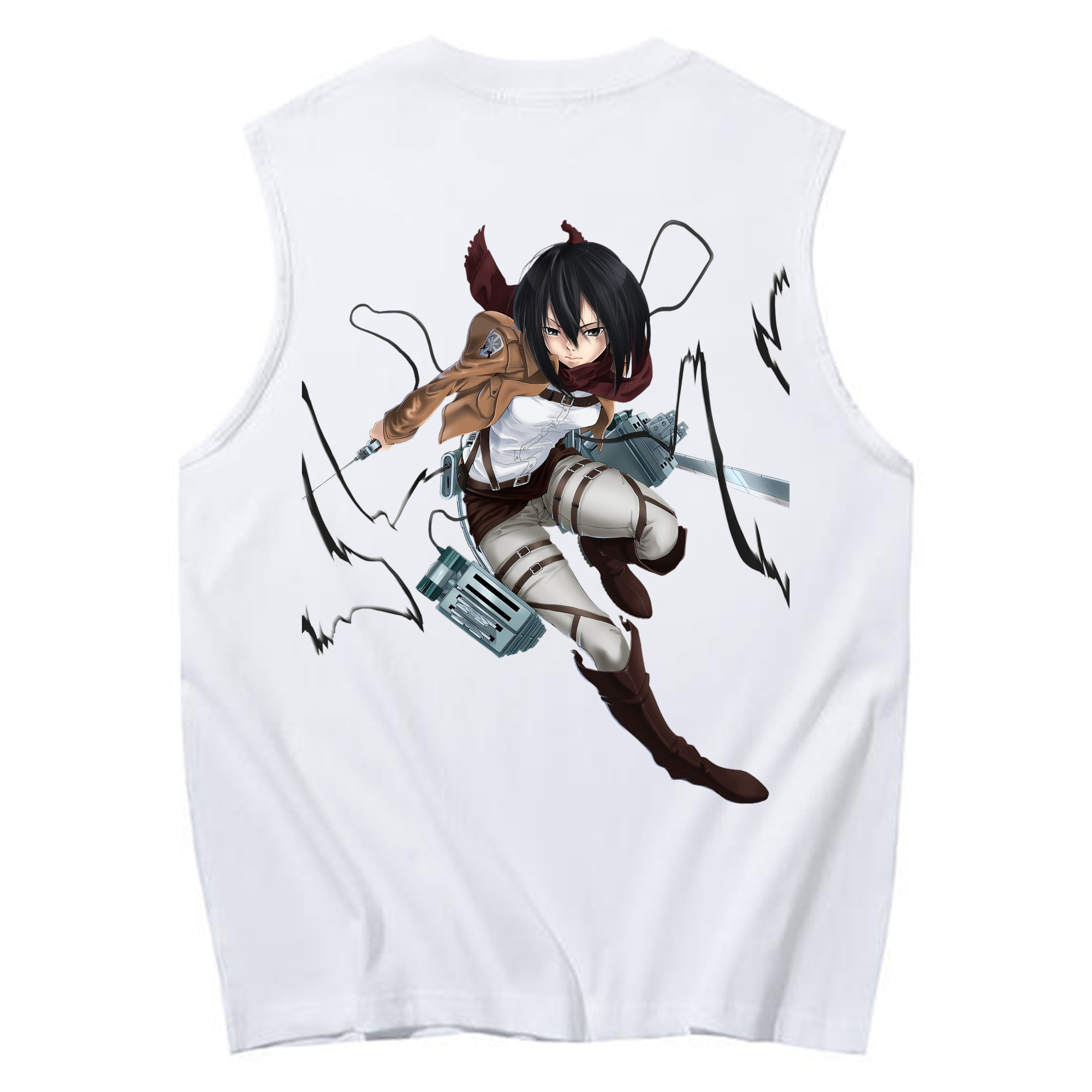 （画像用） 進撃の巨人 ミカサ·アッカーマン Attack on Titan Mikasa Ackerman コットン100％タンクトップ（背面プリント）