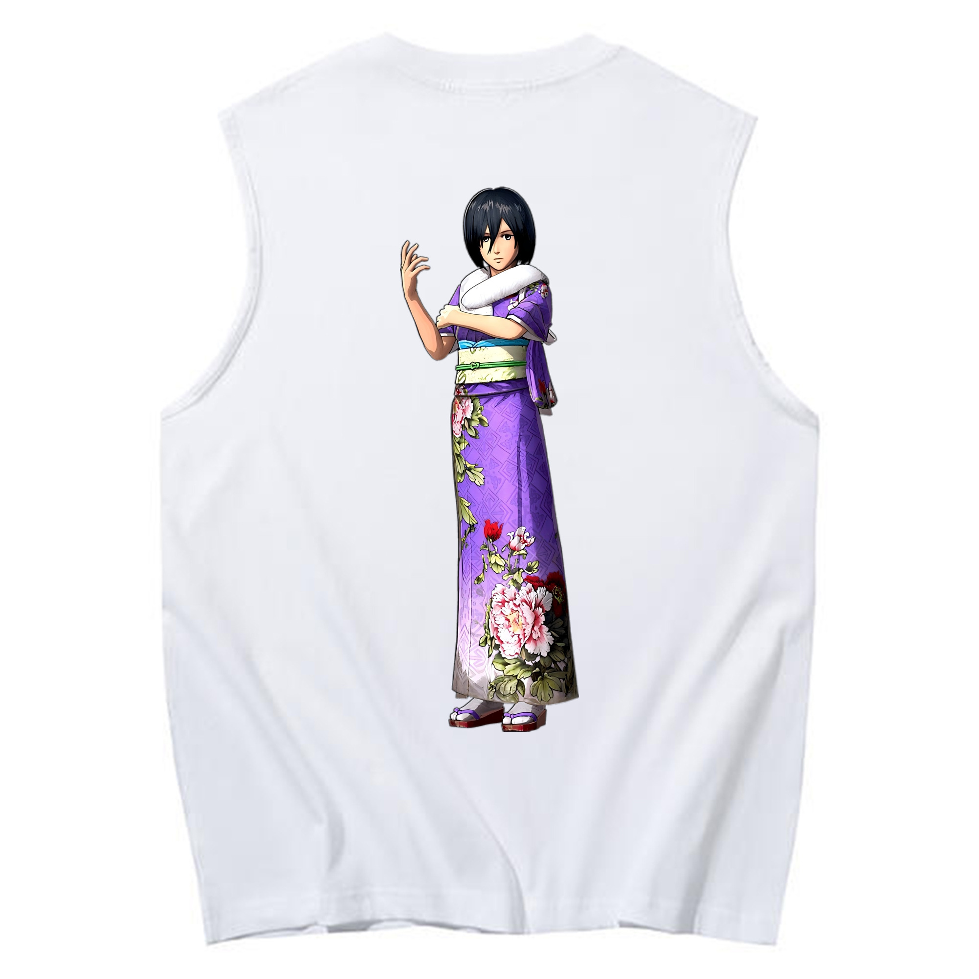 （画像用） 進撃の巨人 ミカサ·アッカーマン Attack on Titan Mikasa Ackerman コットン100％タンクトップ（背面プリント）