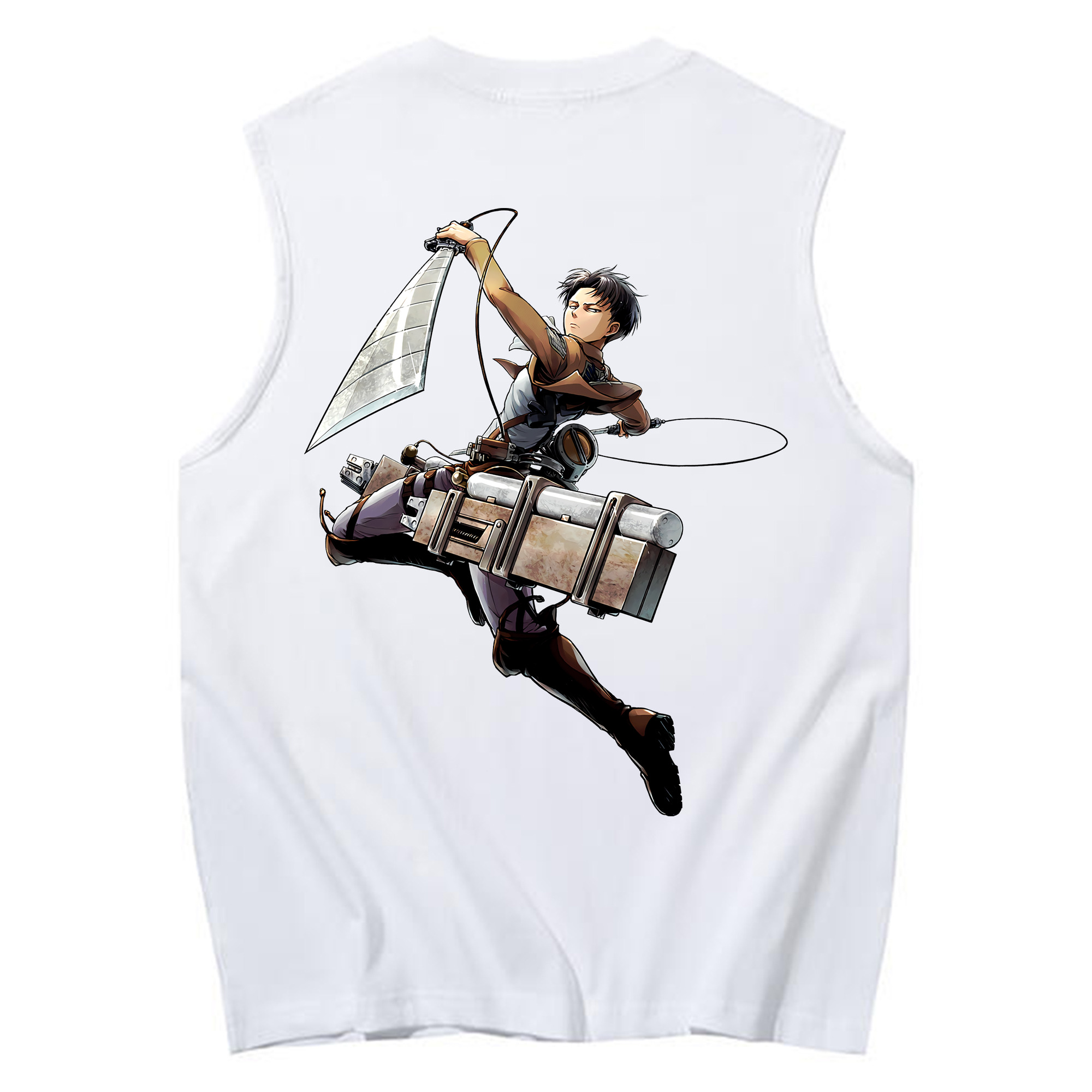 （画像用） 進撃の巨人 リヴァイ·アッカーマン Attack on Titan Levi Ackerman コットン100％タンクトップ（背面プリント）