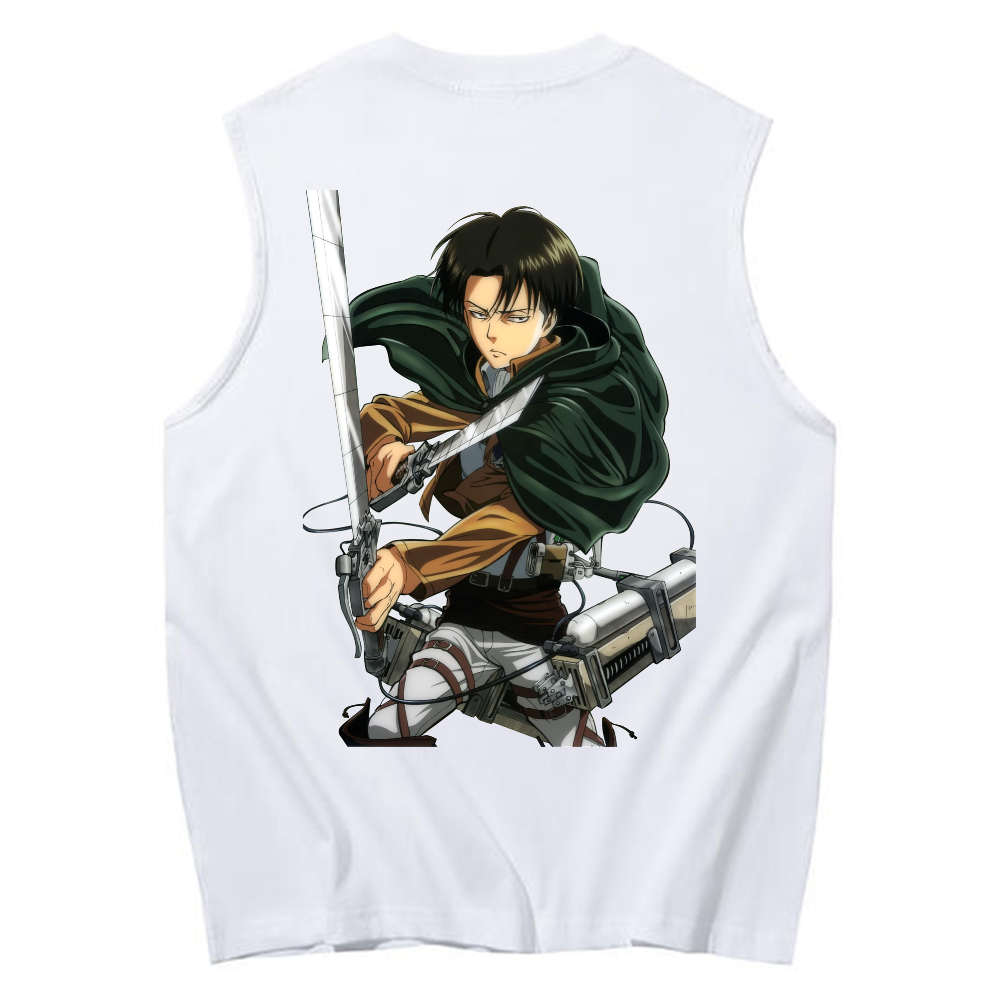 （画像用） 進撃の巨人 リヴァイ·アッカーマン Attack on Titan Levi Ackerman コットン100％タンクトップ（背面プリント）