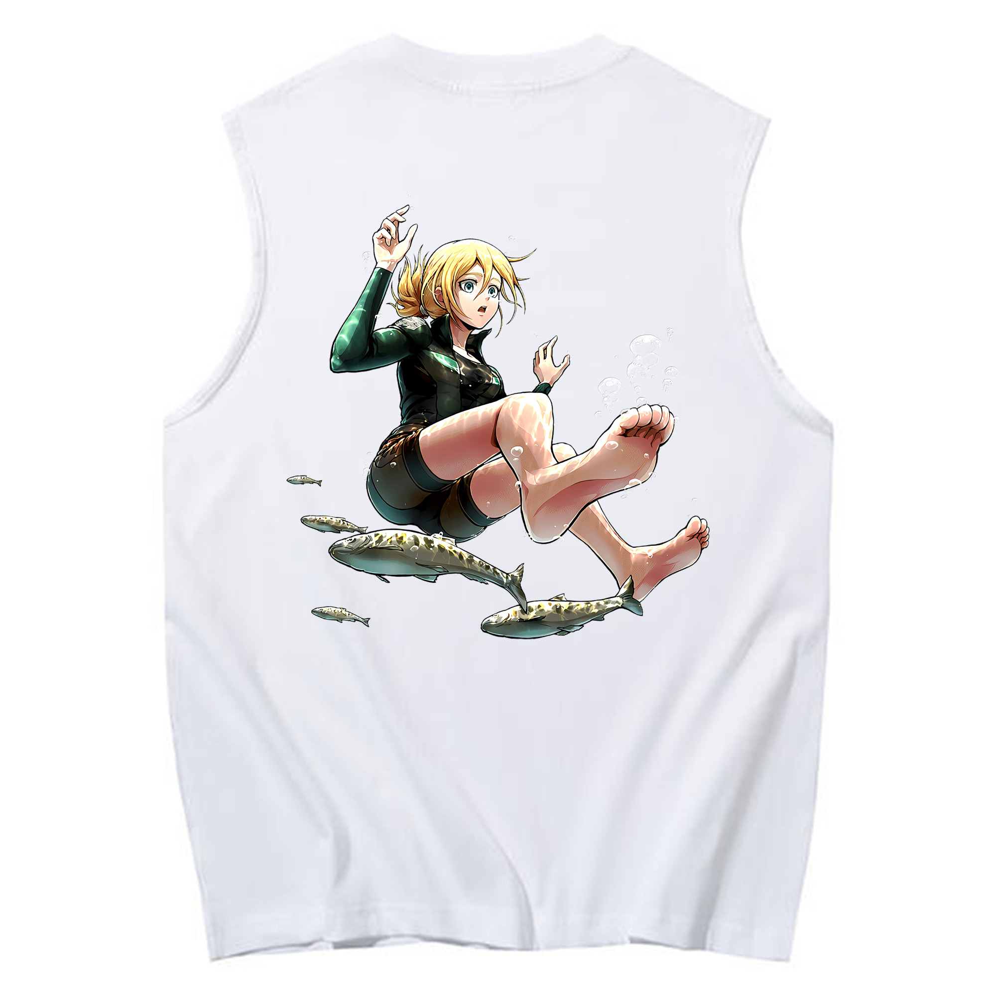 （画像用） 進撃の巨人 クリスタ·レンズ Attack on Titan Christa Lenz コットン100％タンクトップ（背面プリント）