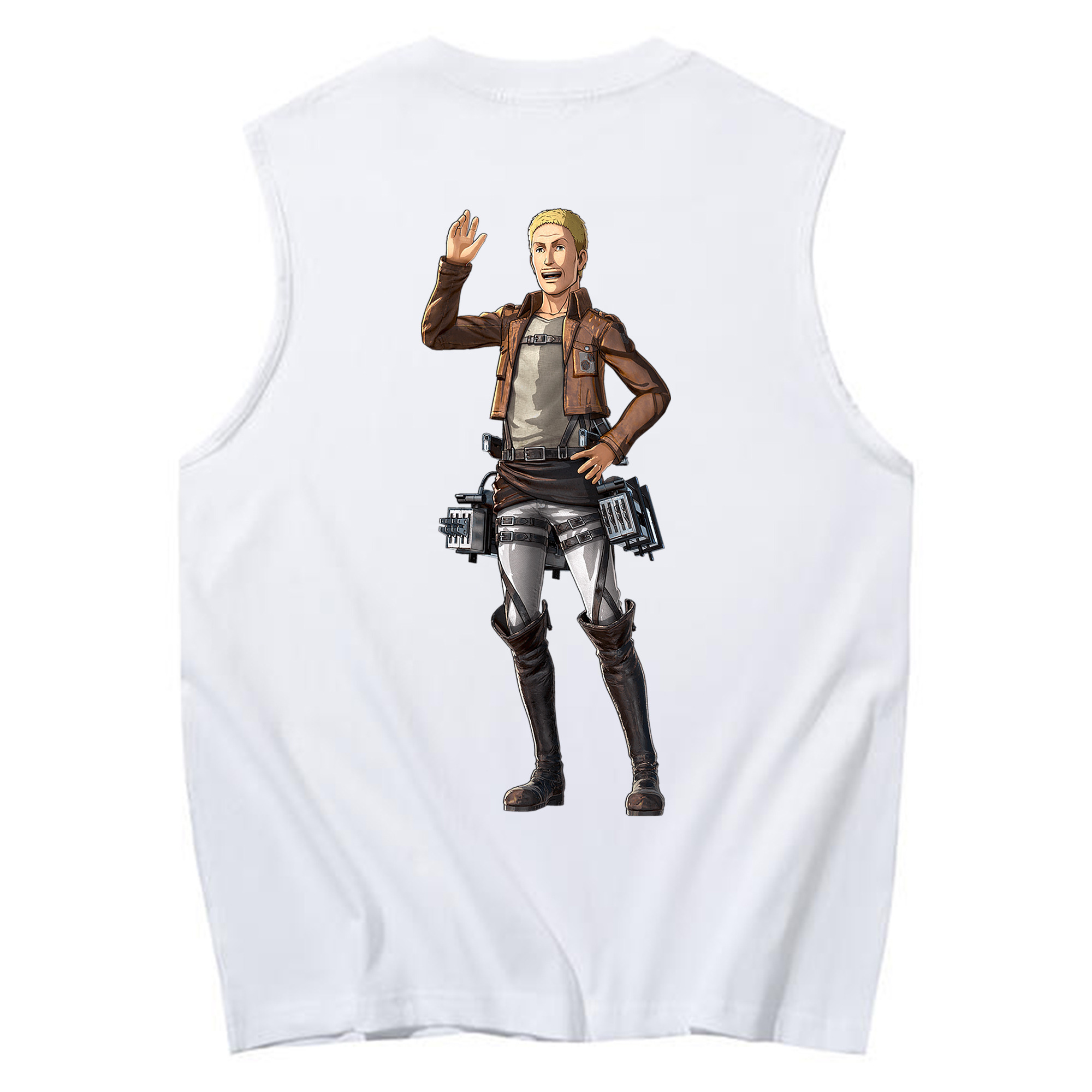 （画像用） 進撃の巨人 ハンネス Attack on Titan Hannes コットン100％タンクトップ（背面プリント）