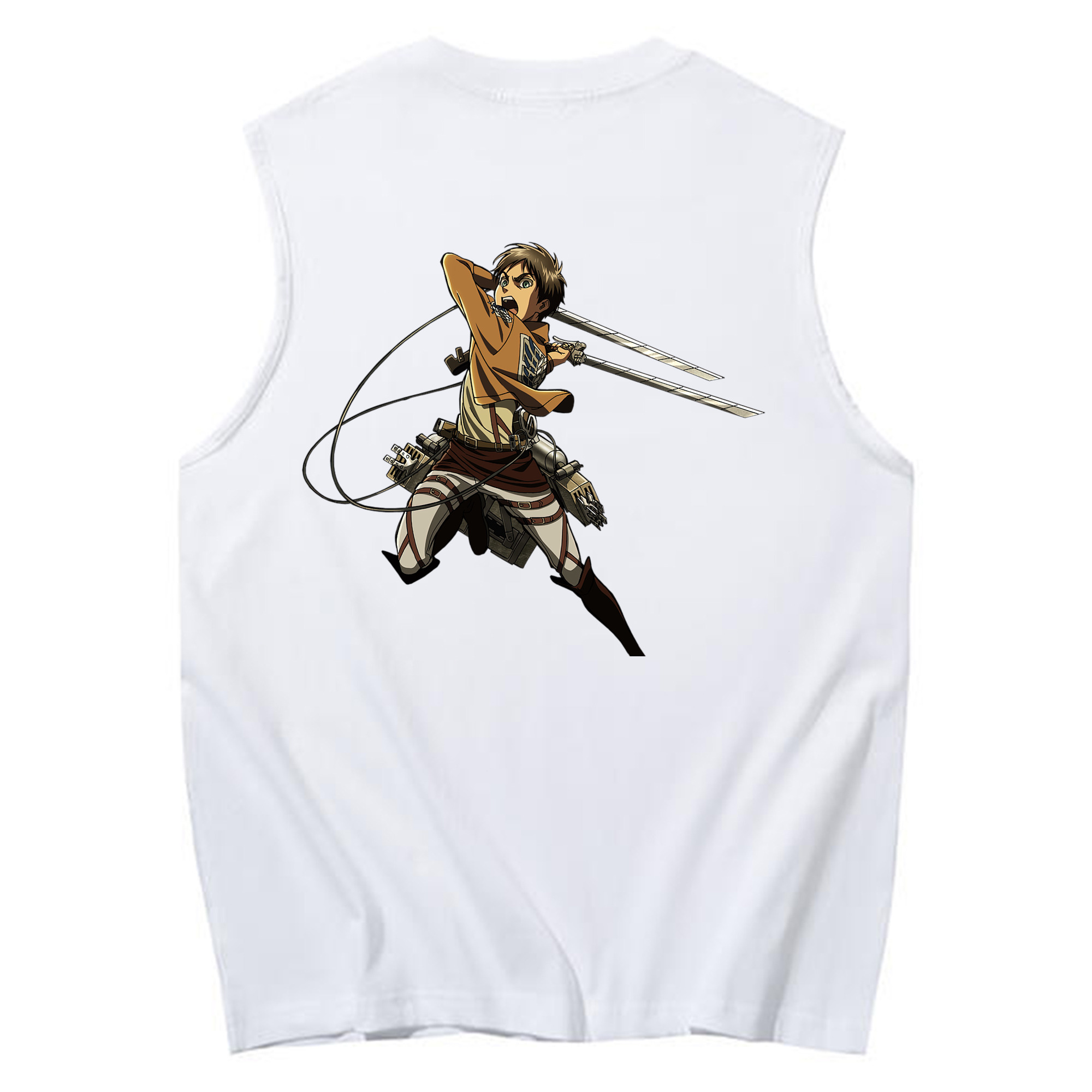 （画像用） 進撃の巨人 エレン･イェーガー Attack on Titan Eren Jäger コットン100％タンクトップ（背面プリント）