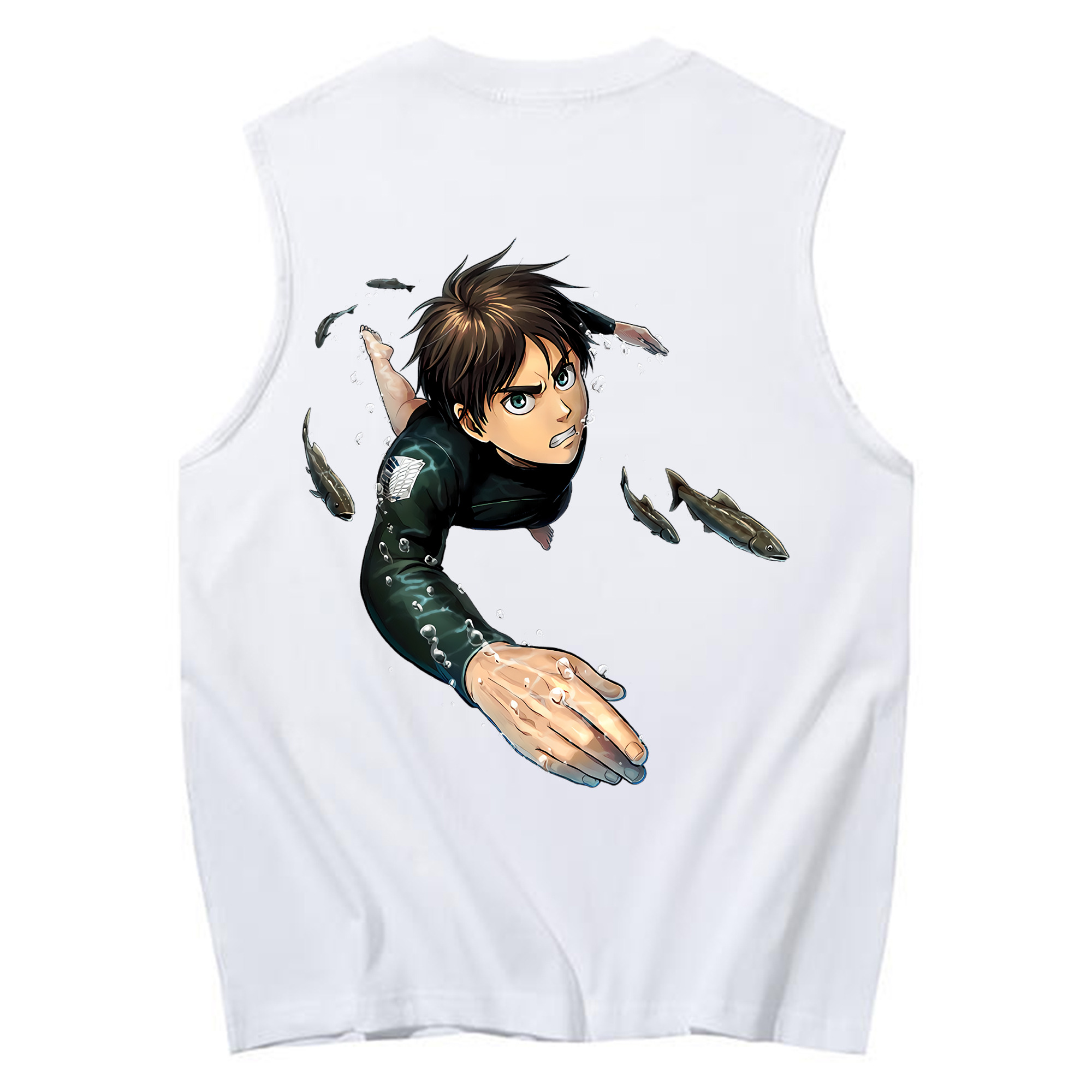 （画像用） 進撃の巨人 エレン･イェーガー Attack on Titan Eren Jäger コットン100％タンクトップ（背面プリント）