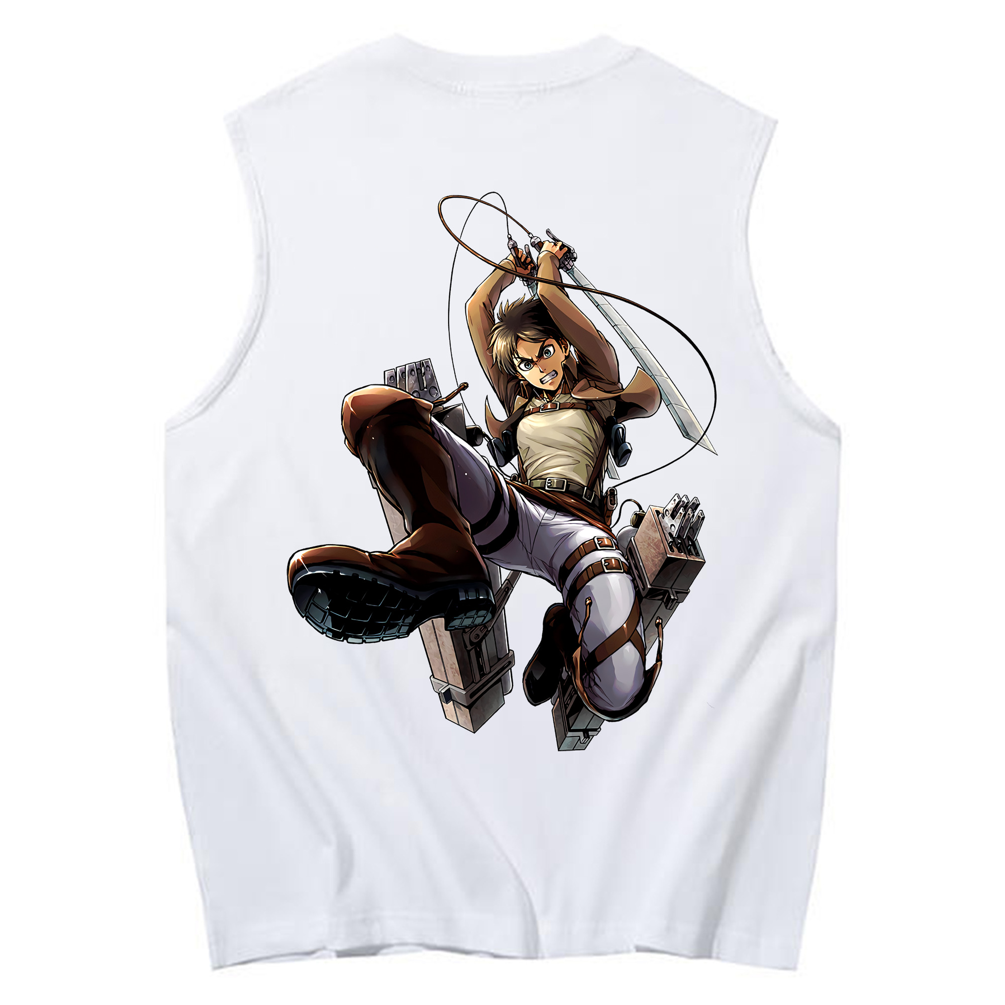 （画像用） 進撃の巨人 エレン･イェーガー Attack on Titan Eren Jäger コットン100％タンクトップ（背面プリント）