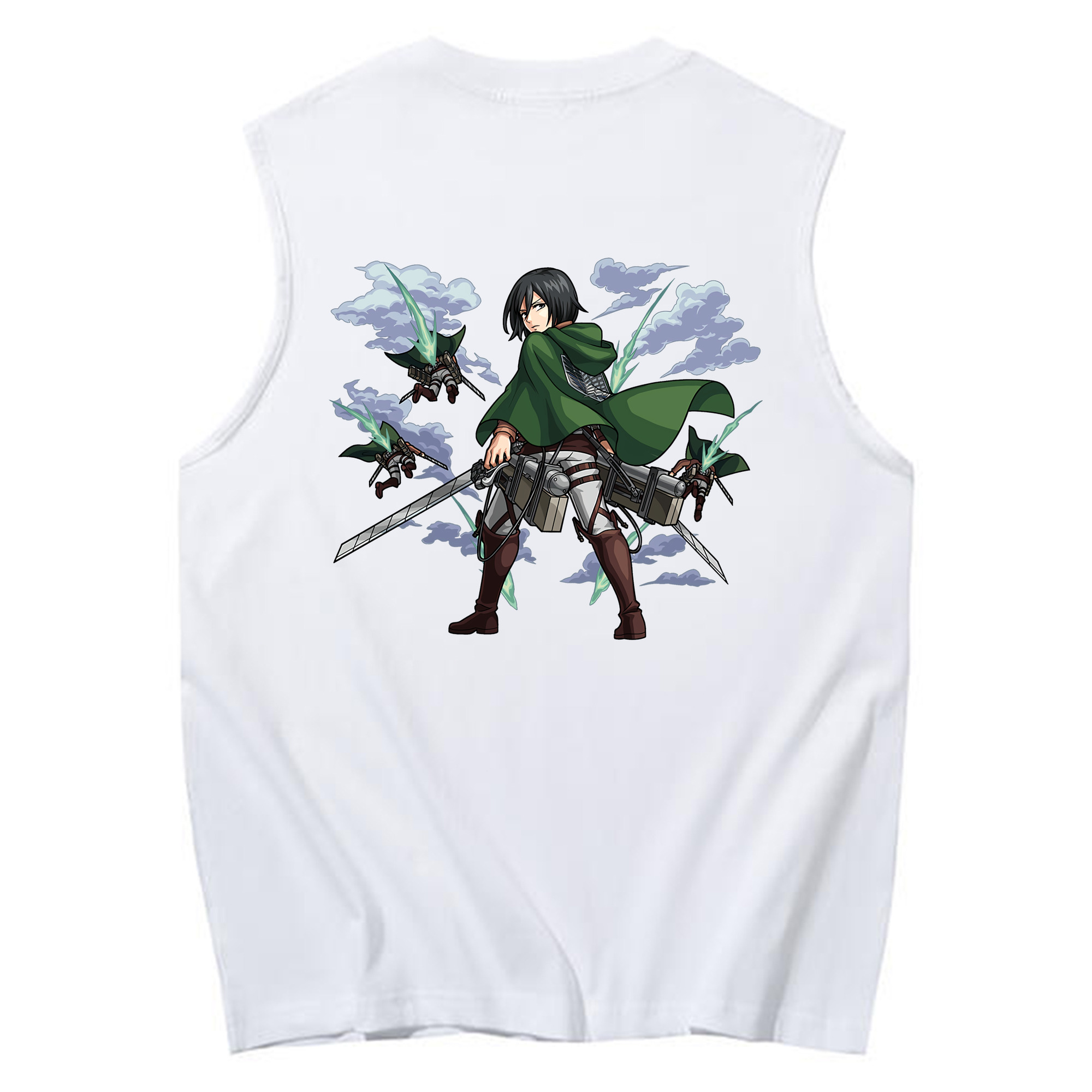 （画像用） 進撃の巨人 ミカサ·アッカーマン Attack on Titan Mikasa Ackerman コットン100％タンクトップ（背面プリント）