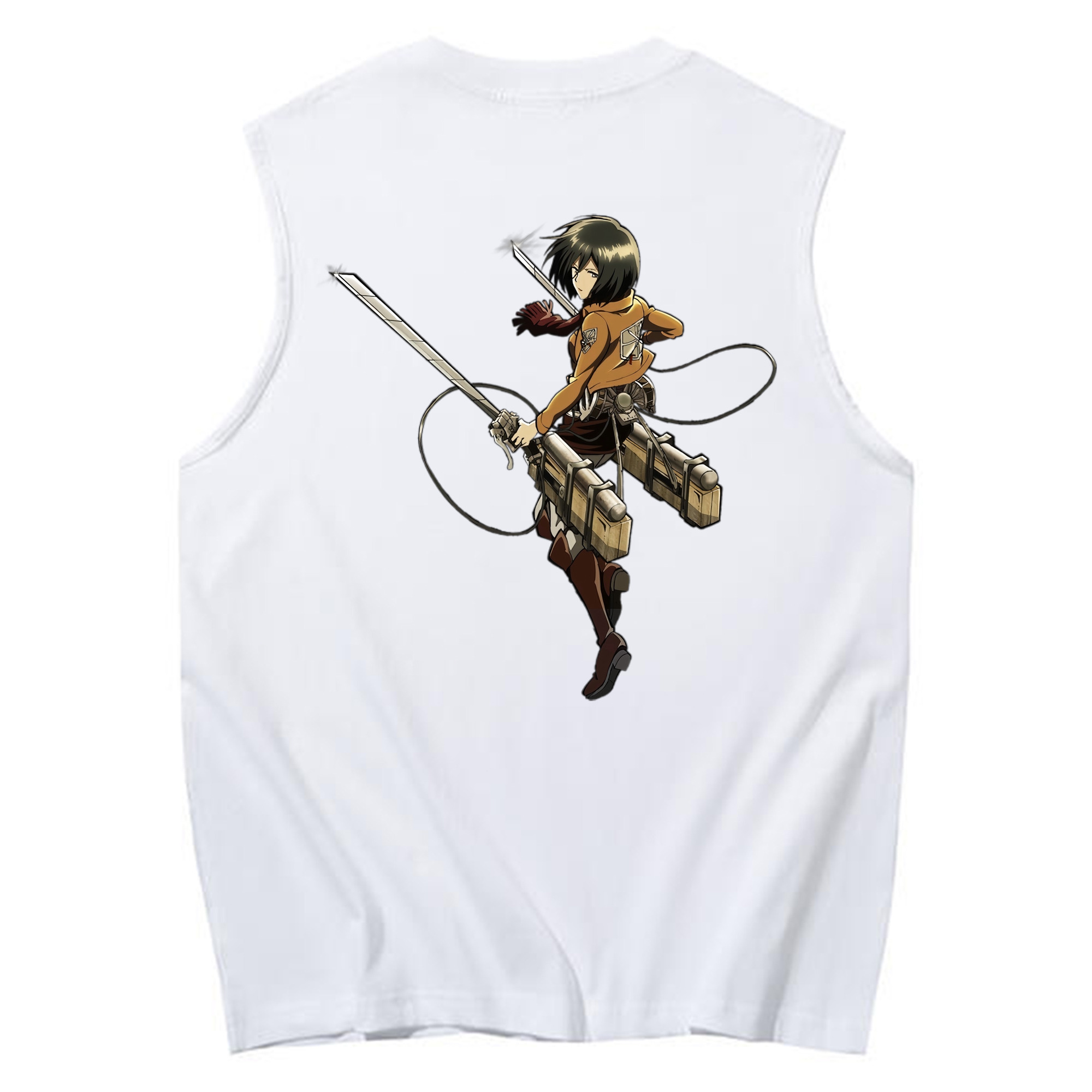 （画像用） 進撃の巨人 ミカサ·アッカーマン Attack on Titan Mikasa Ackerman コットン100％タンクトップ（背面プリント）