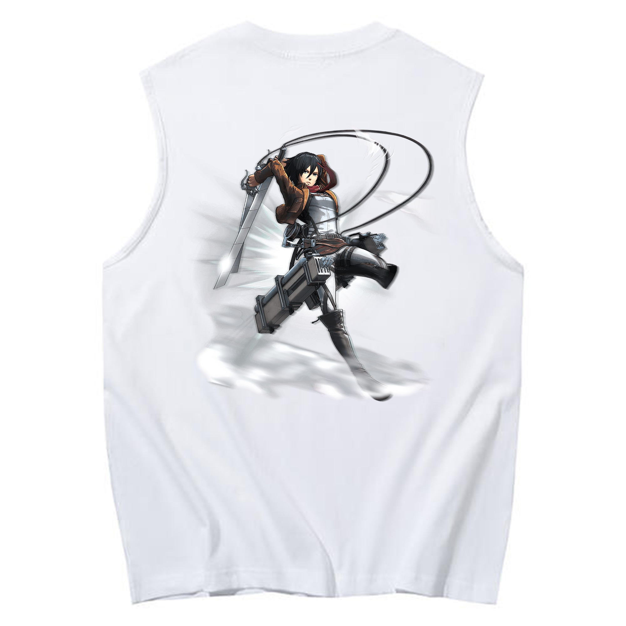 （画像用） 進撃の巨人 ミカサ·アッカーマン Attack on Titan Mikasa Ackerman コットン100％タンクトップ（背面プリント）