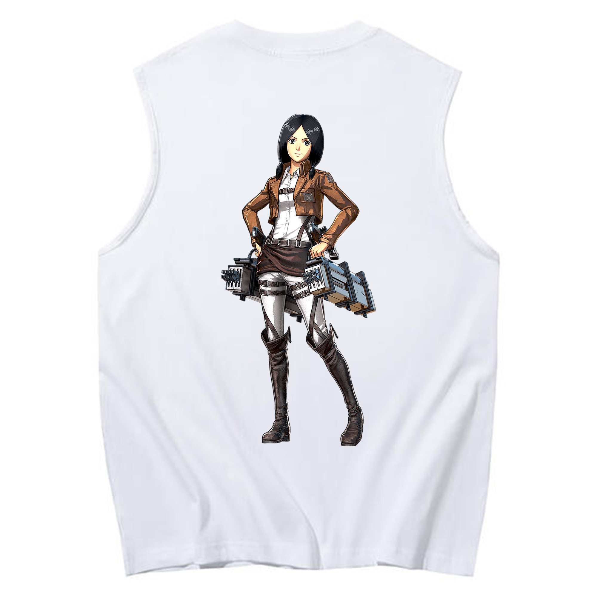 （画像用） 進撃の巨人 ミカサ·アッカーマン Attack on Titan Mikasa Ackerman コットン100％タンクトップ（背面プリント）