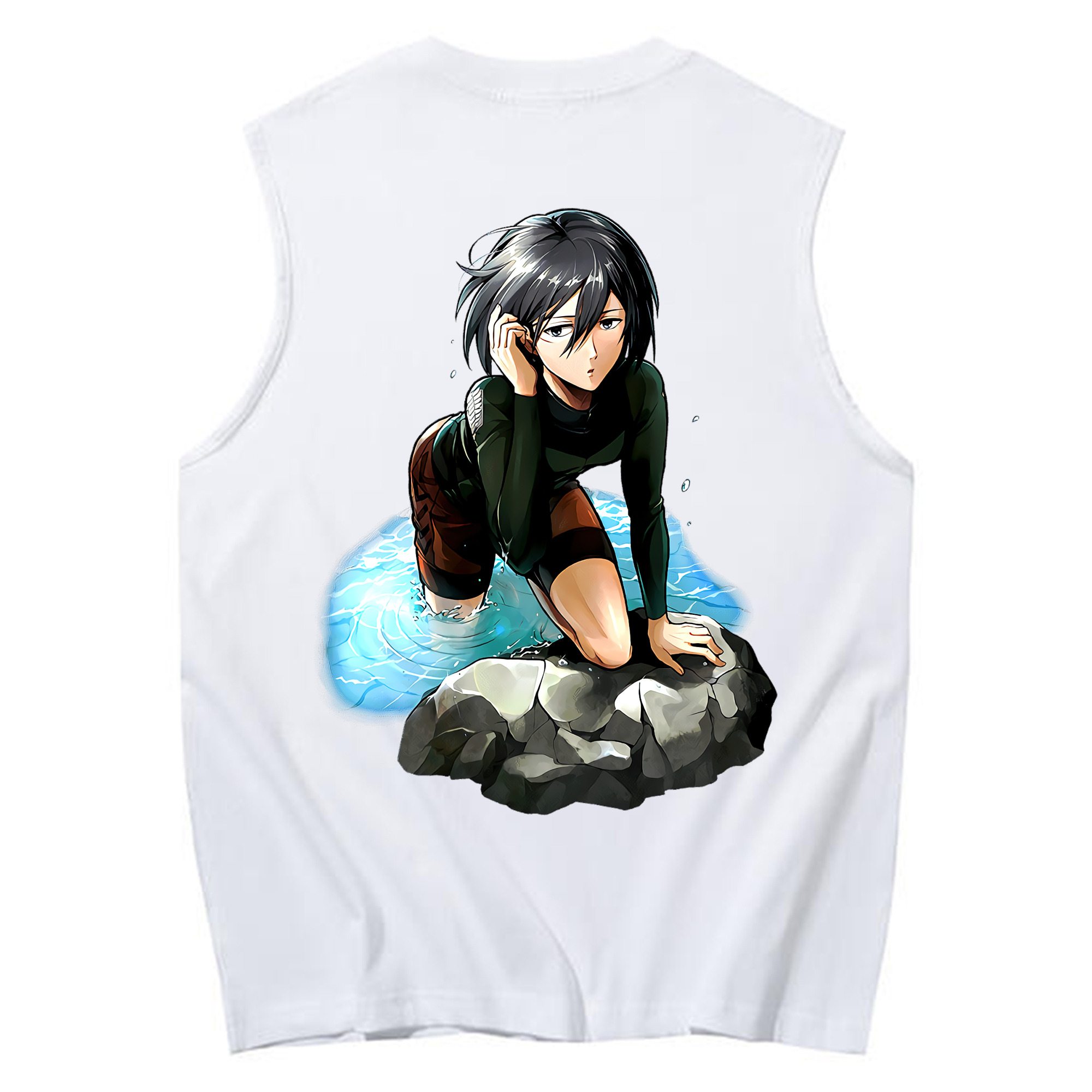 （画像用） 進撃の巨人 ミカサ·アッカーマン Attack on Titan Mikasa Ackerman コットン100％タンクトップ（背面プリント）