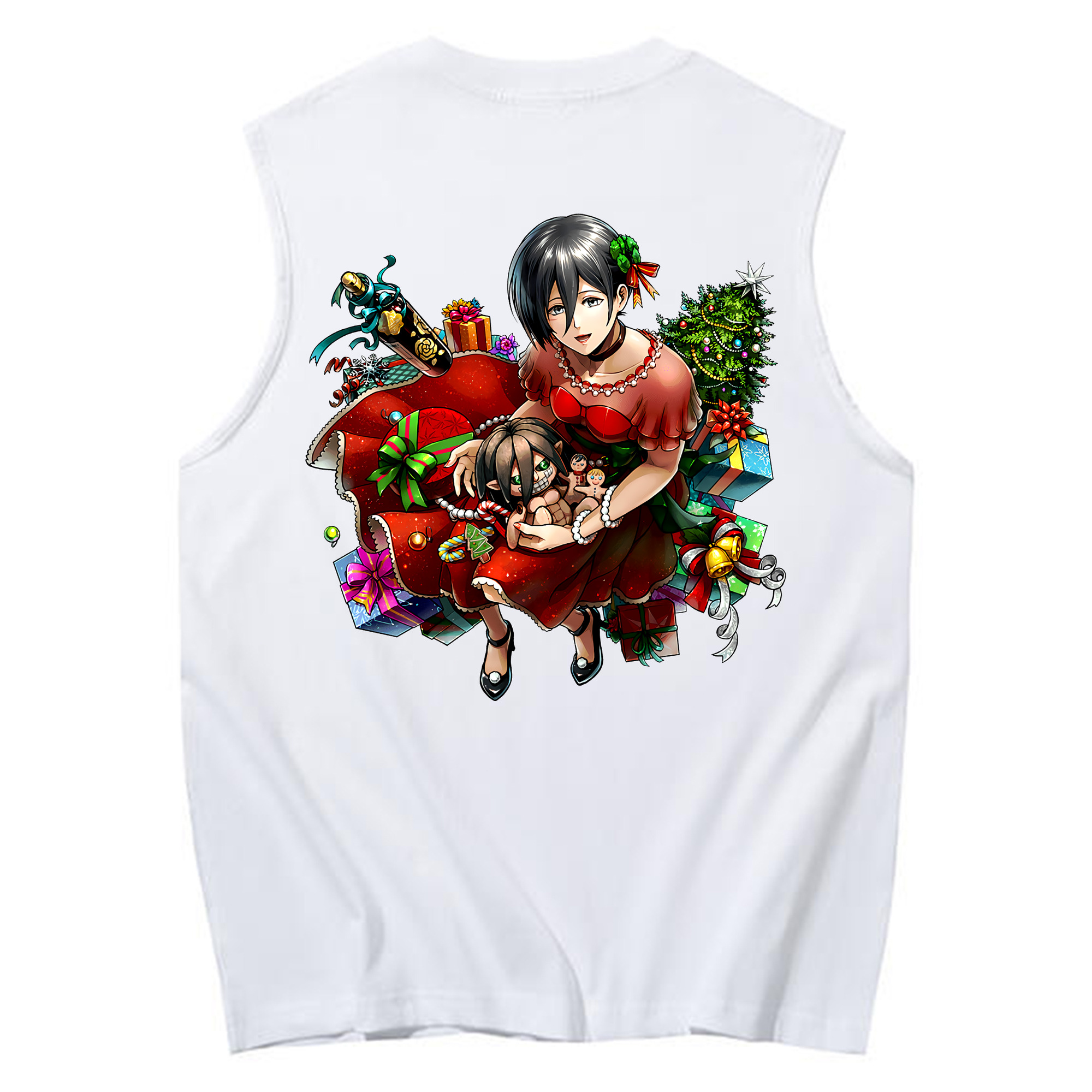（画像用） 進撃の巨人 ミカサ·アッカーマン Attack on Titan Mikasa Ackerman コットン100％タンクトップ（背面プリント）