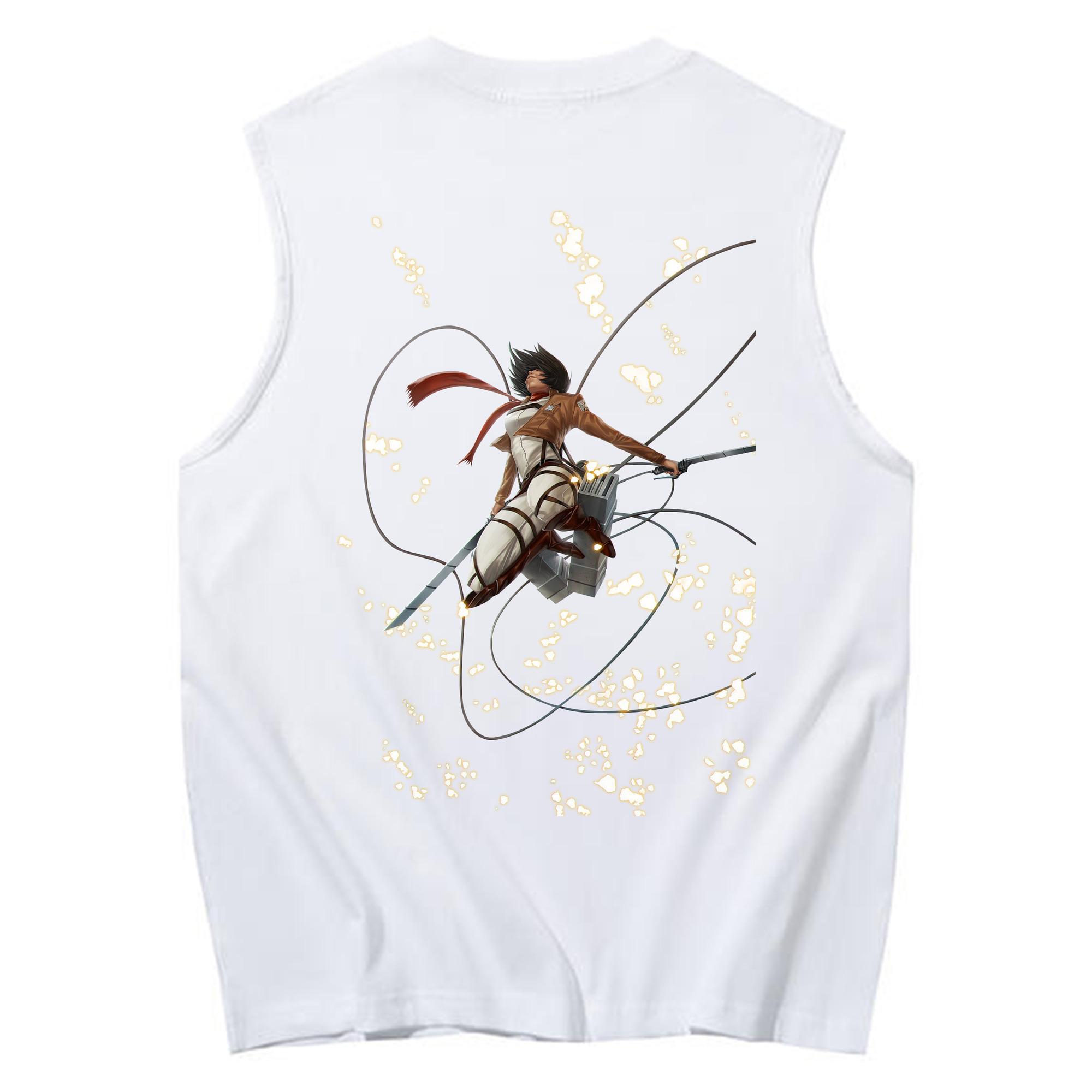（画像用） 進撃の巨人 ミカサ·アッカーマン Attack on Titan Mikasa Ackerman コットン100％タンクトップ（背面プリント）